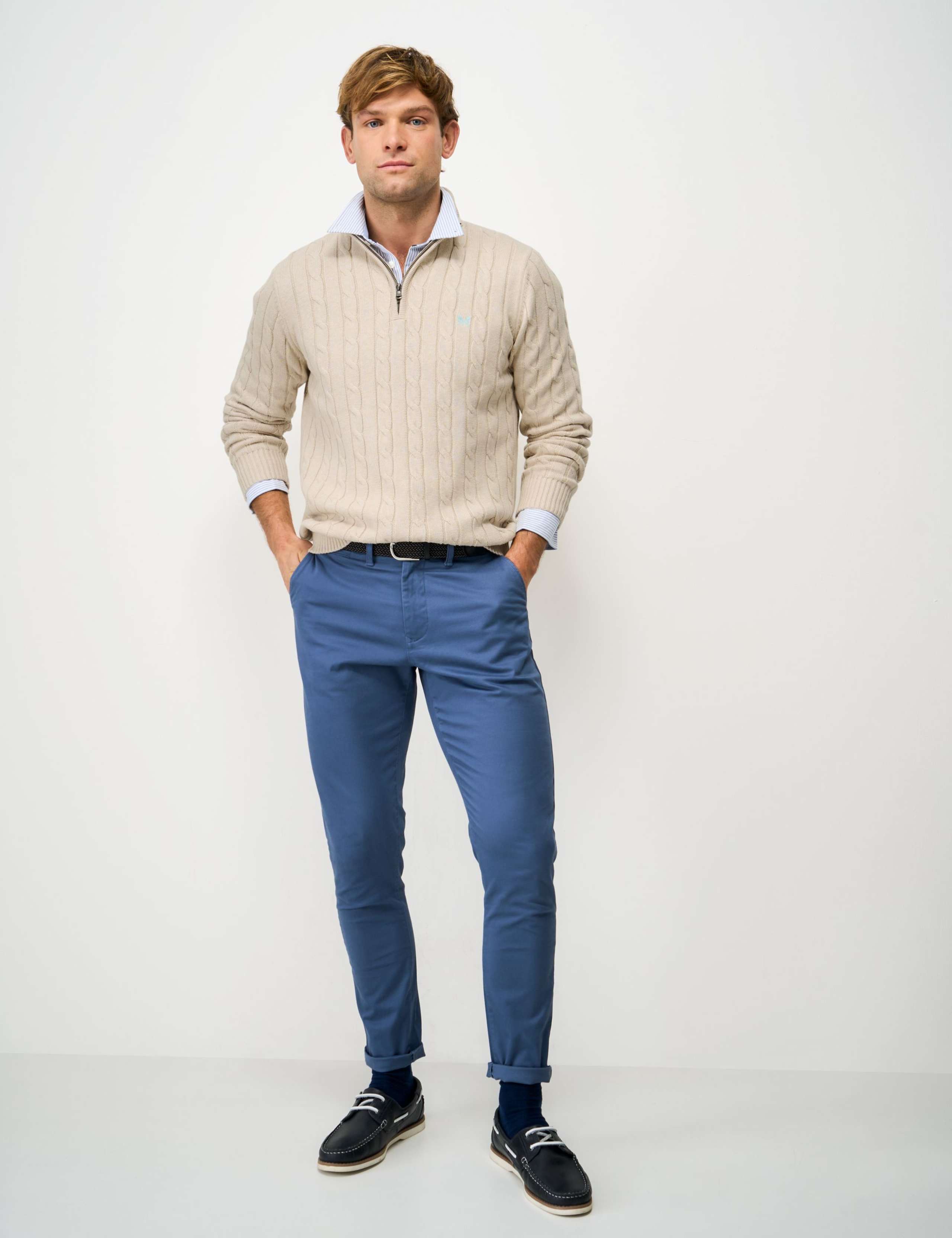 Pure Cotton Cable Funnel Neck Jumper