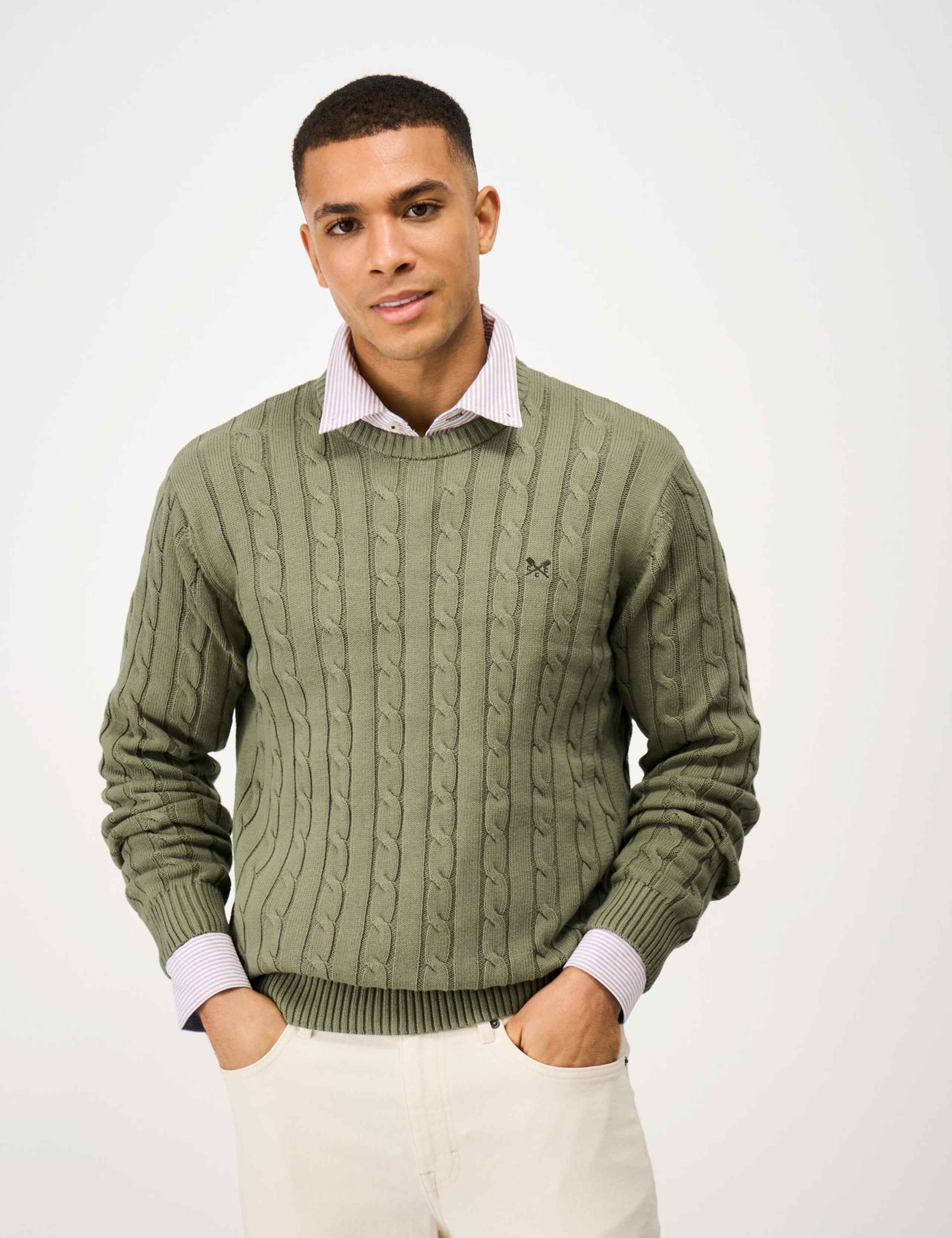 Pure Cotton Cable Crew Neck Jumper