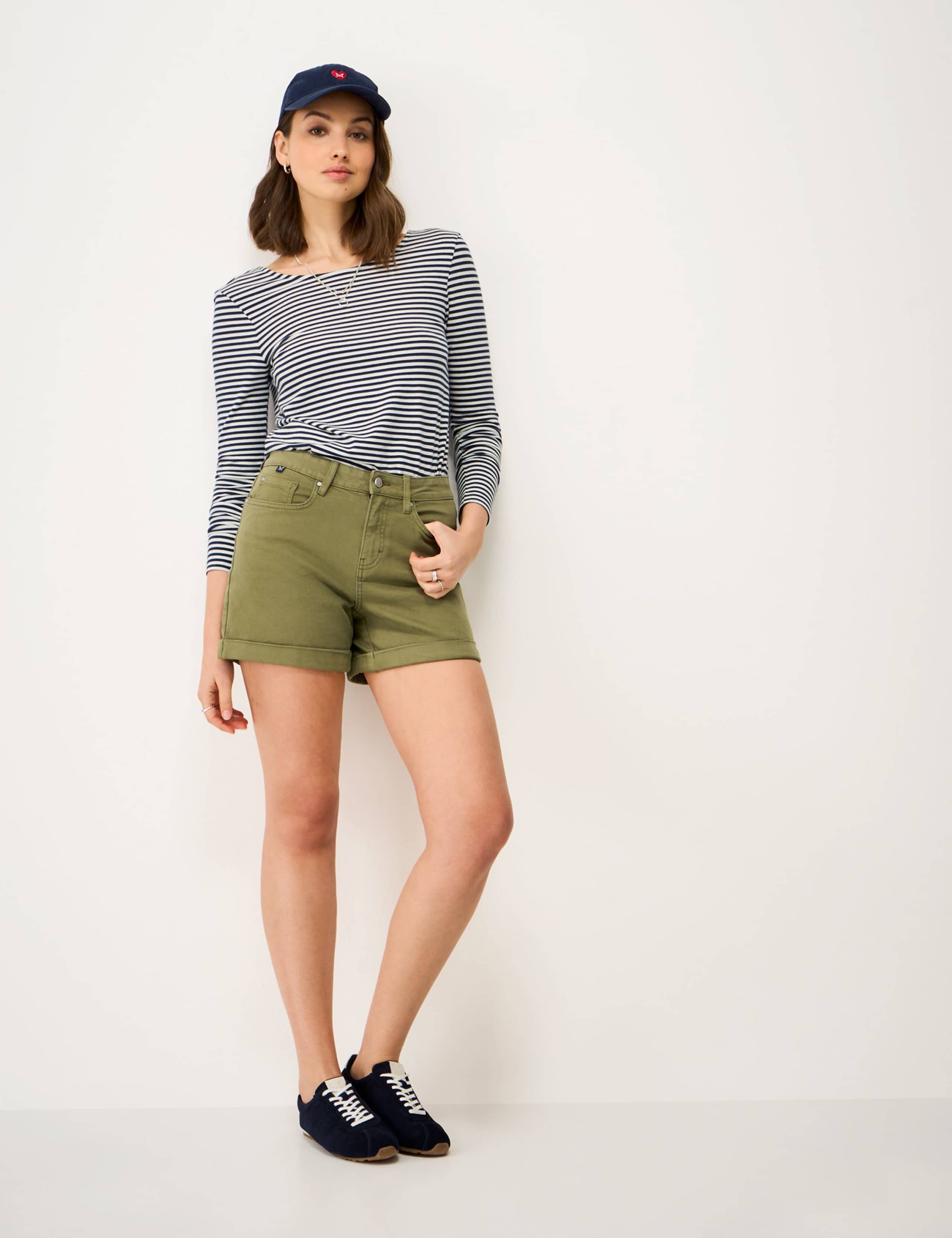 Cotton and Modal Striped Scoop Neck Top