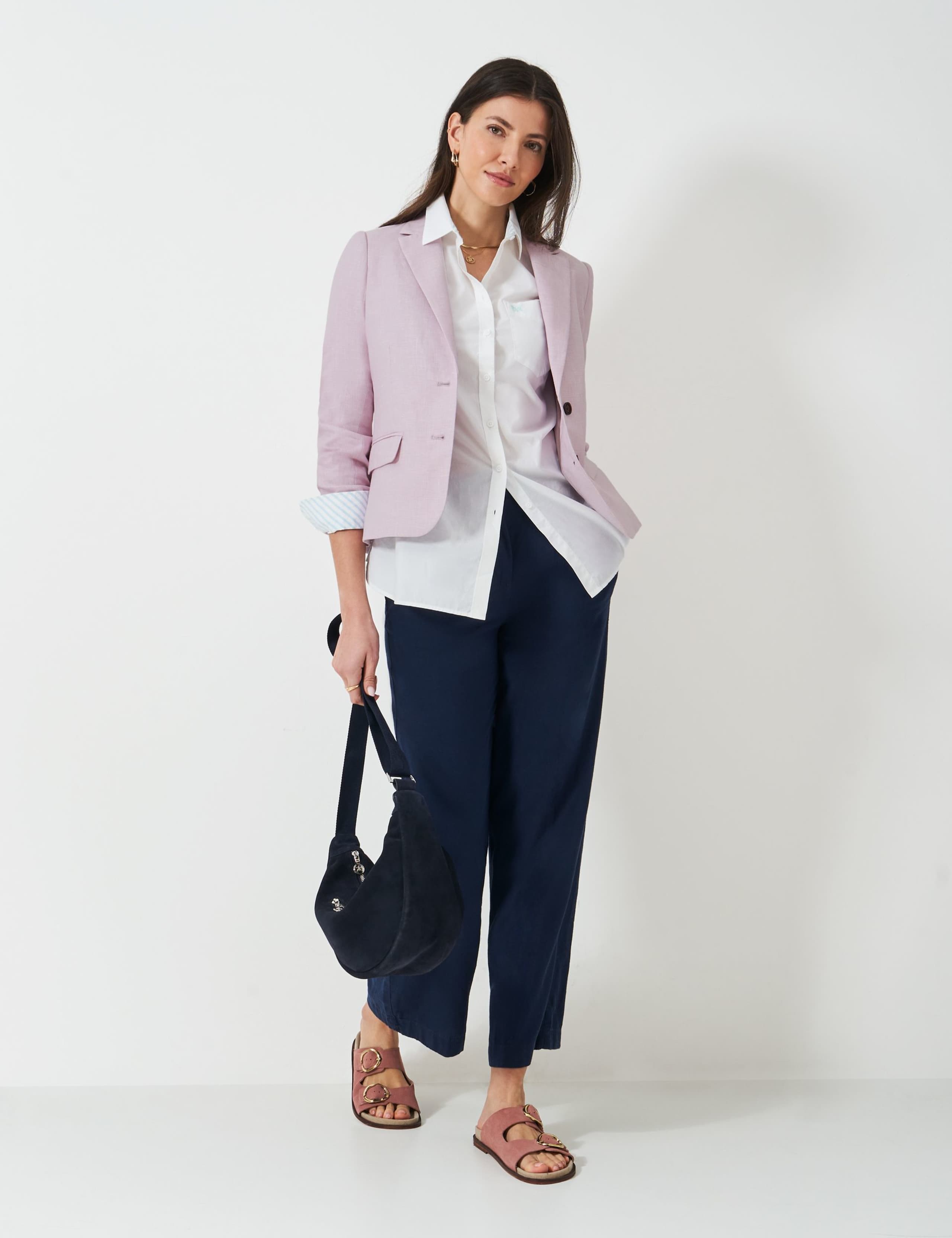 Linen Blend Single Breasted Blazer