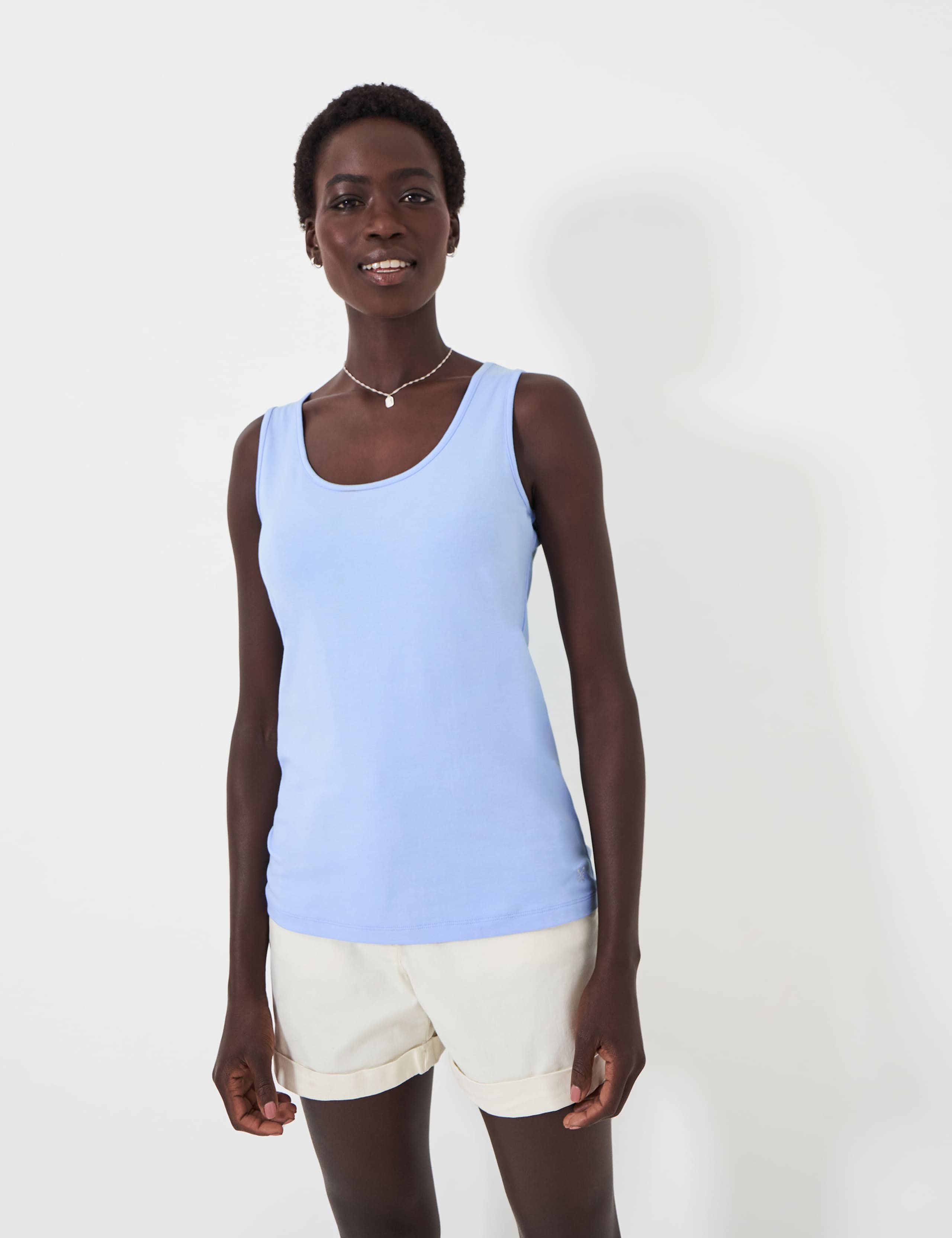 Cotton Blend Scoop Neck Vest