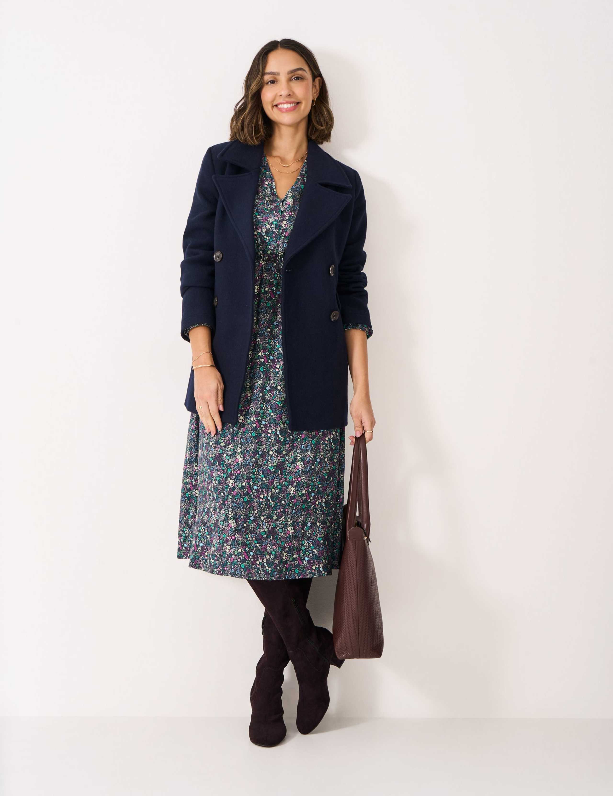 Printed V-Neck Midi Tea Dress