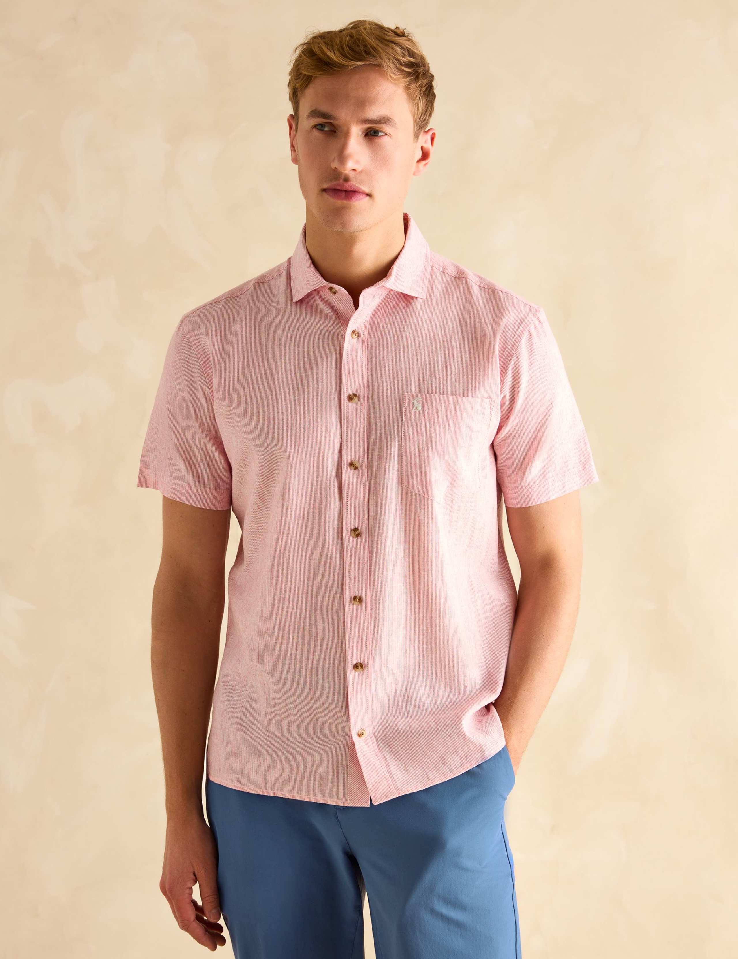 Regular Fit Linen Blend Striped Shirt