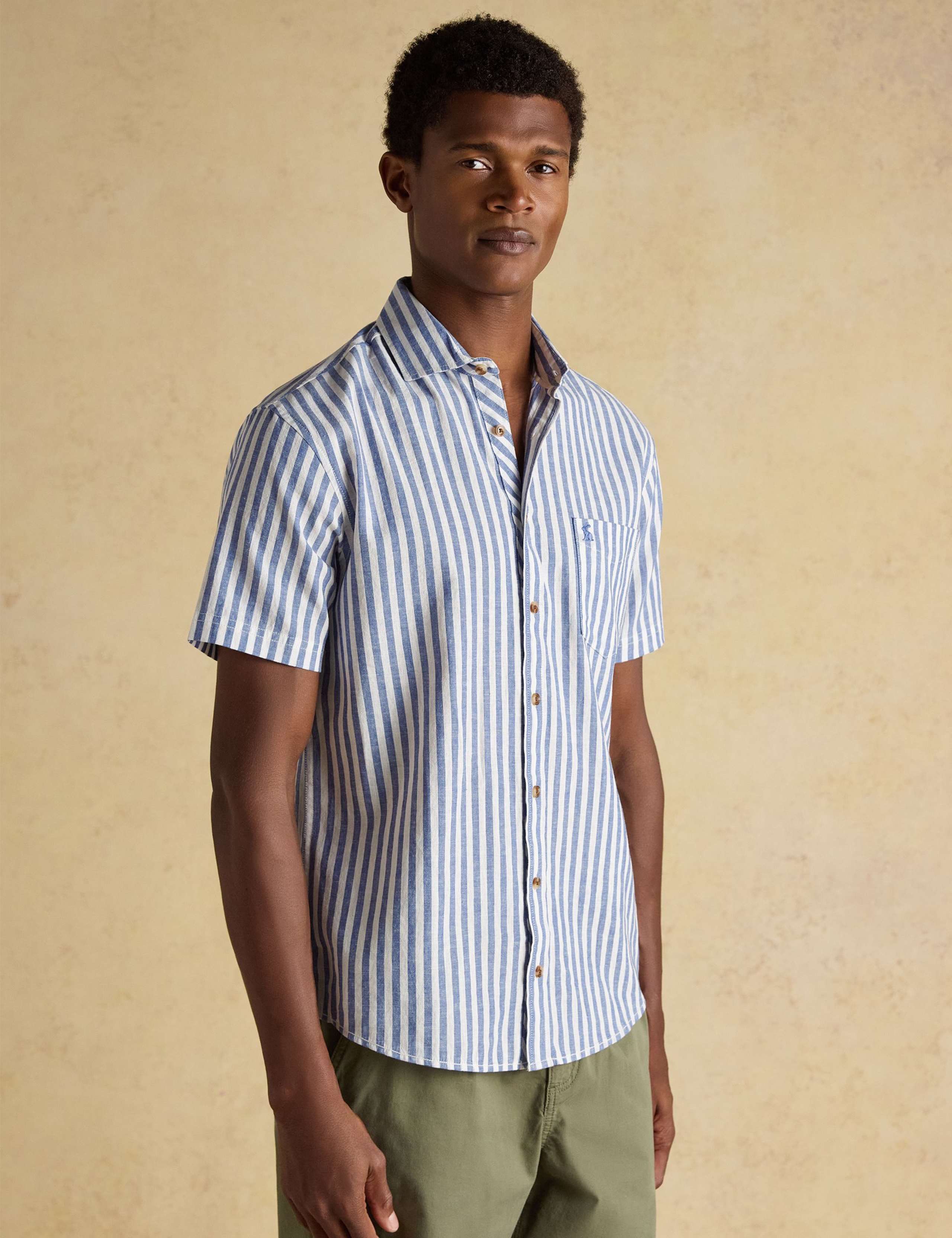 Regular Fit Linen Blend Striped Shirt