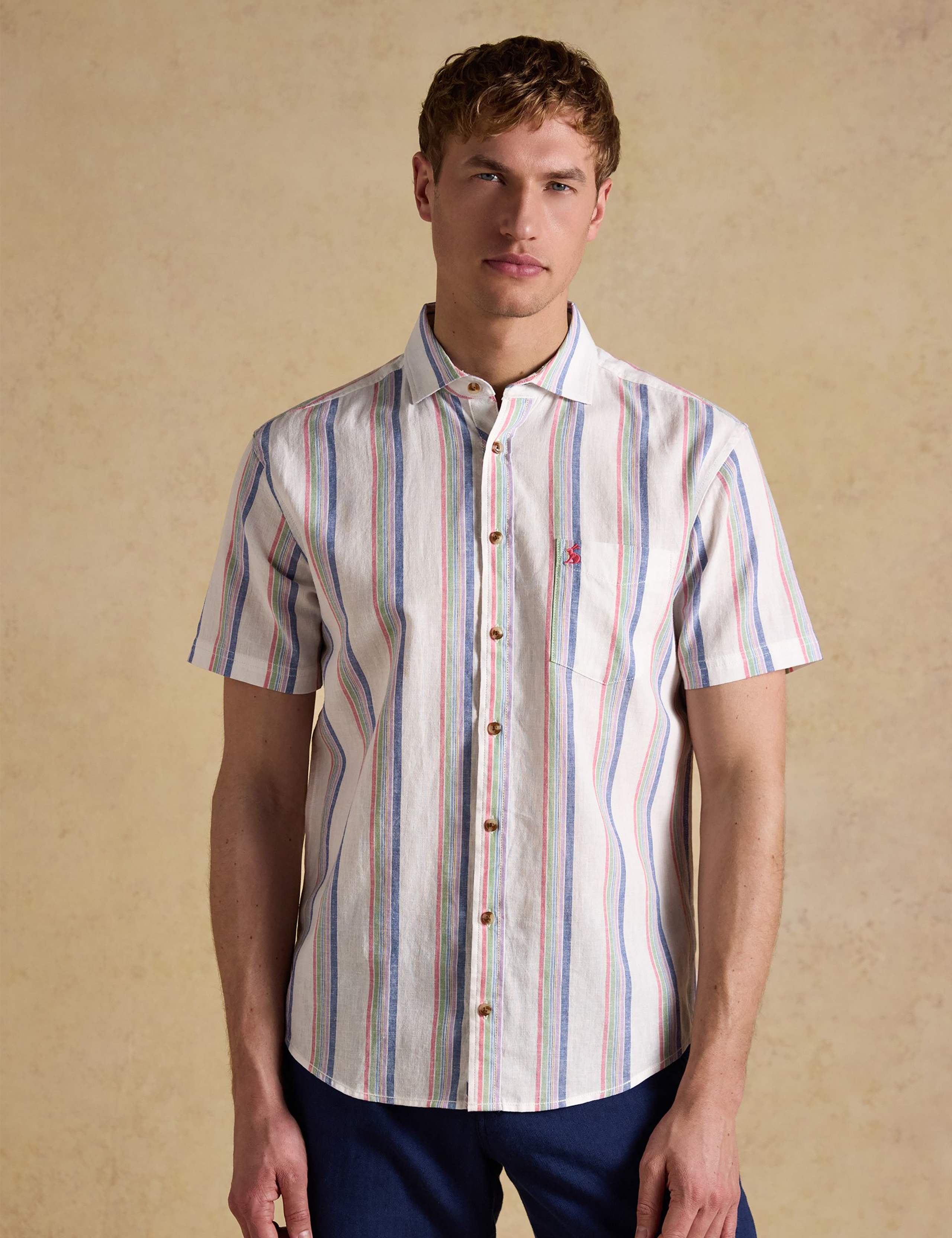 Regular Fit Linen Blend Striped Shirt