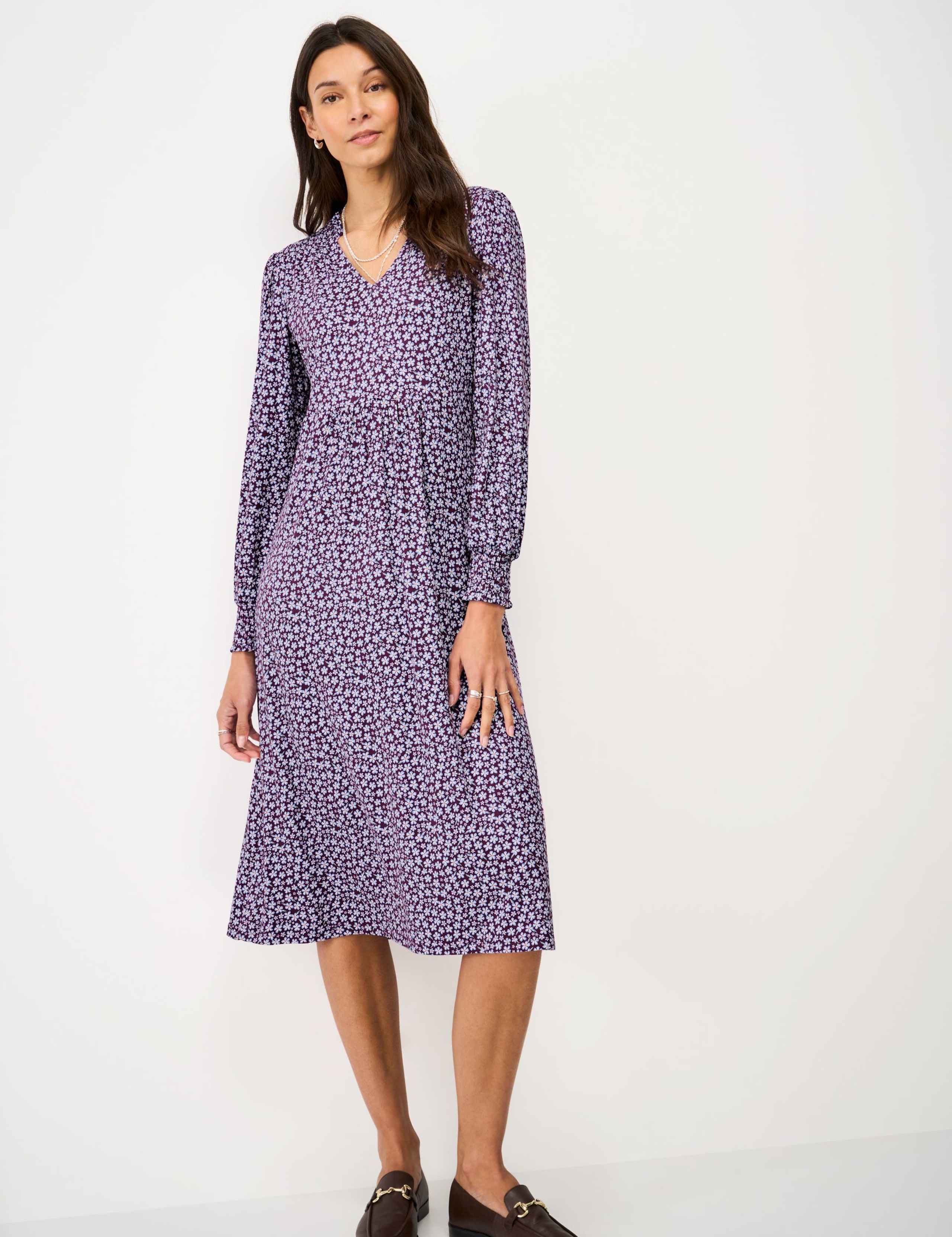 Jersey Ditsy Floral Midi Tea Dress