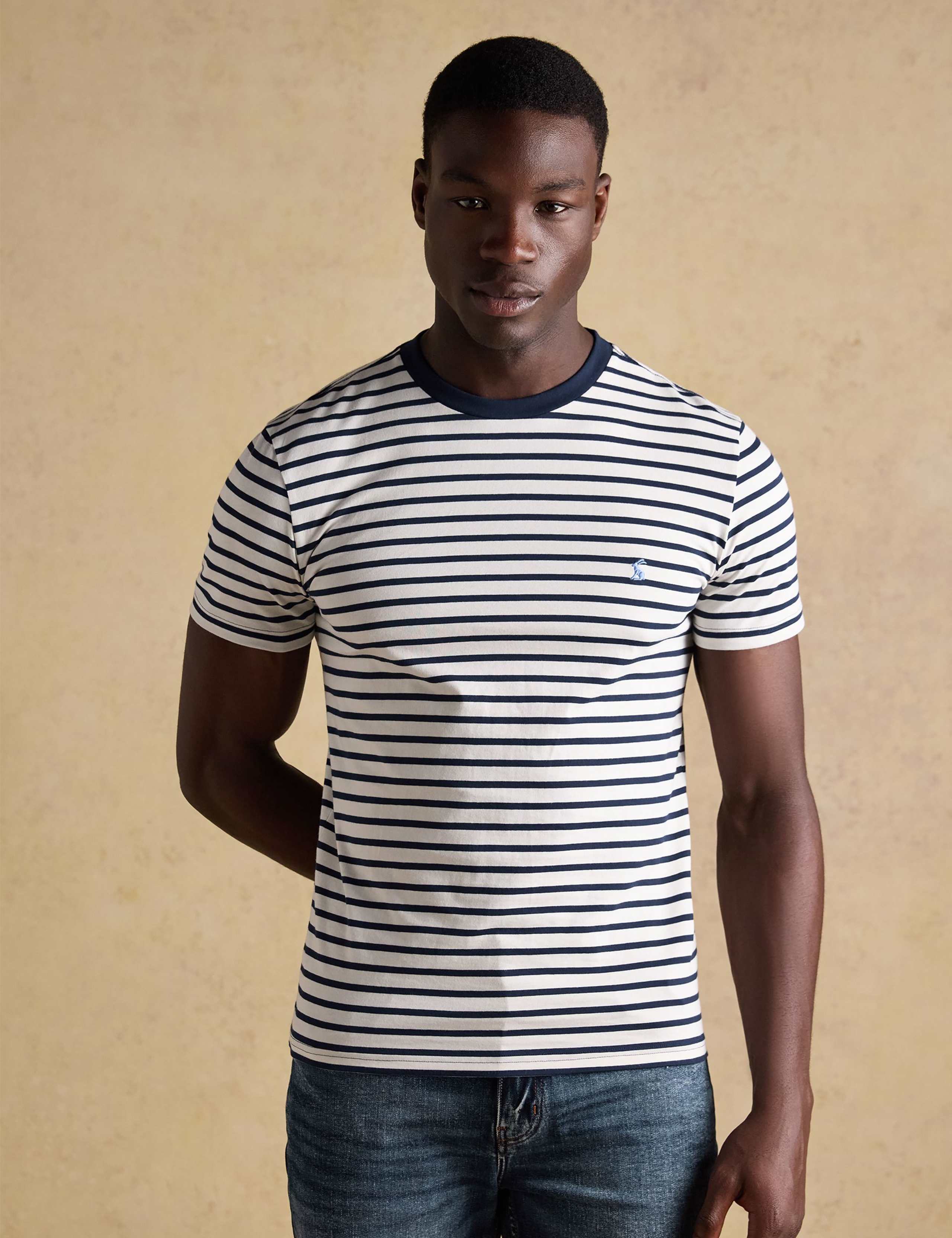 Pure Cotton Striped Crew Neck T-Shirt