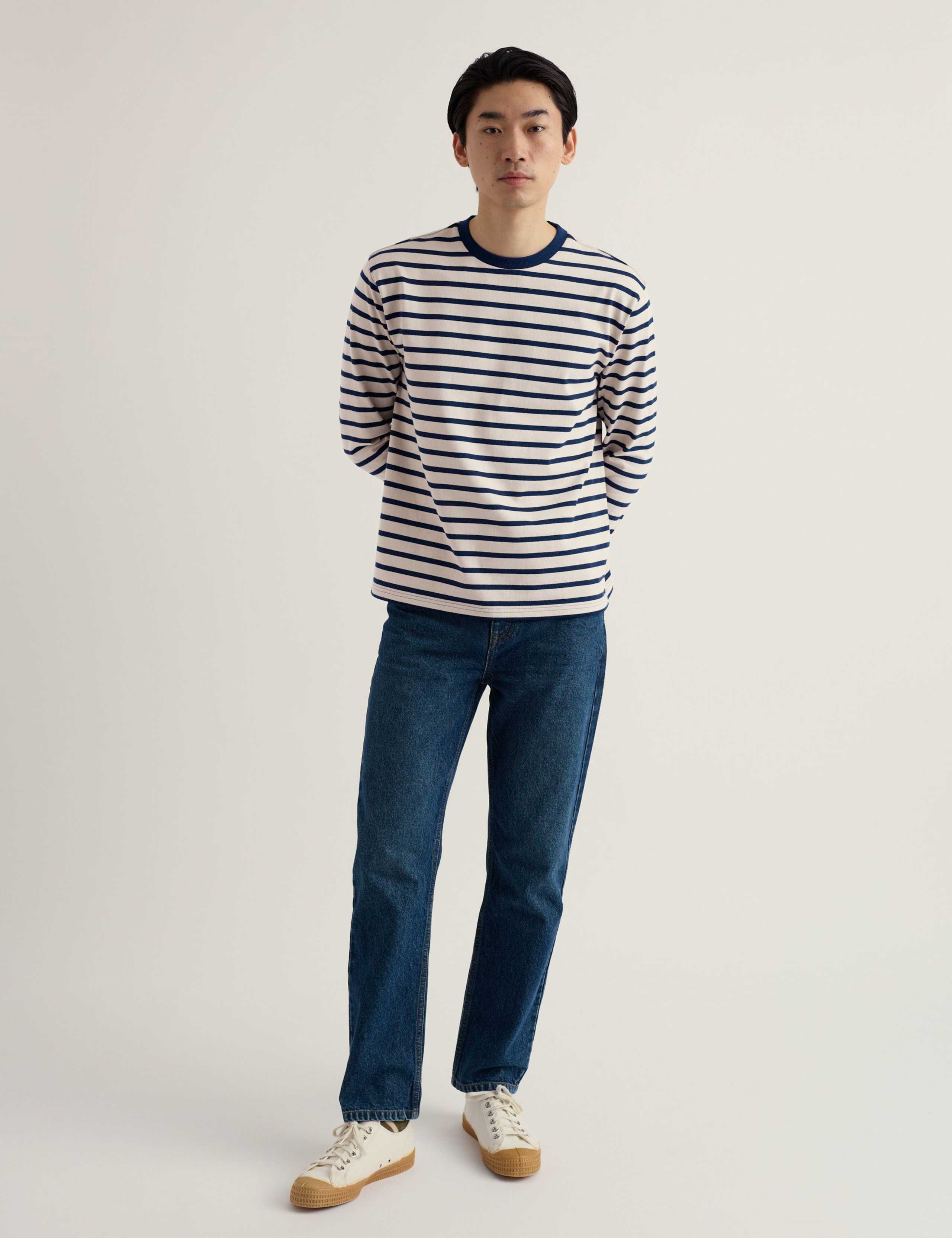 Pure Cotton Striped Crew Neck Top