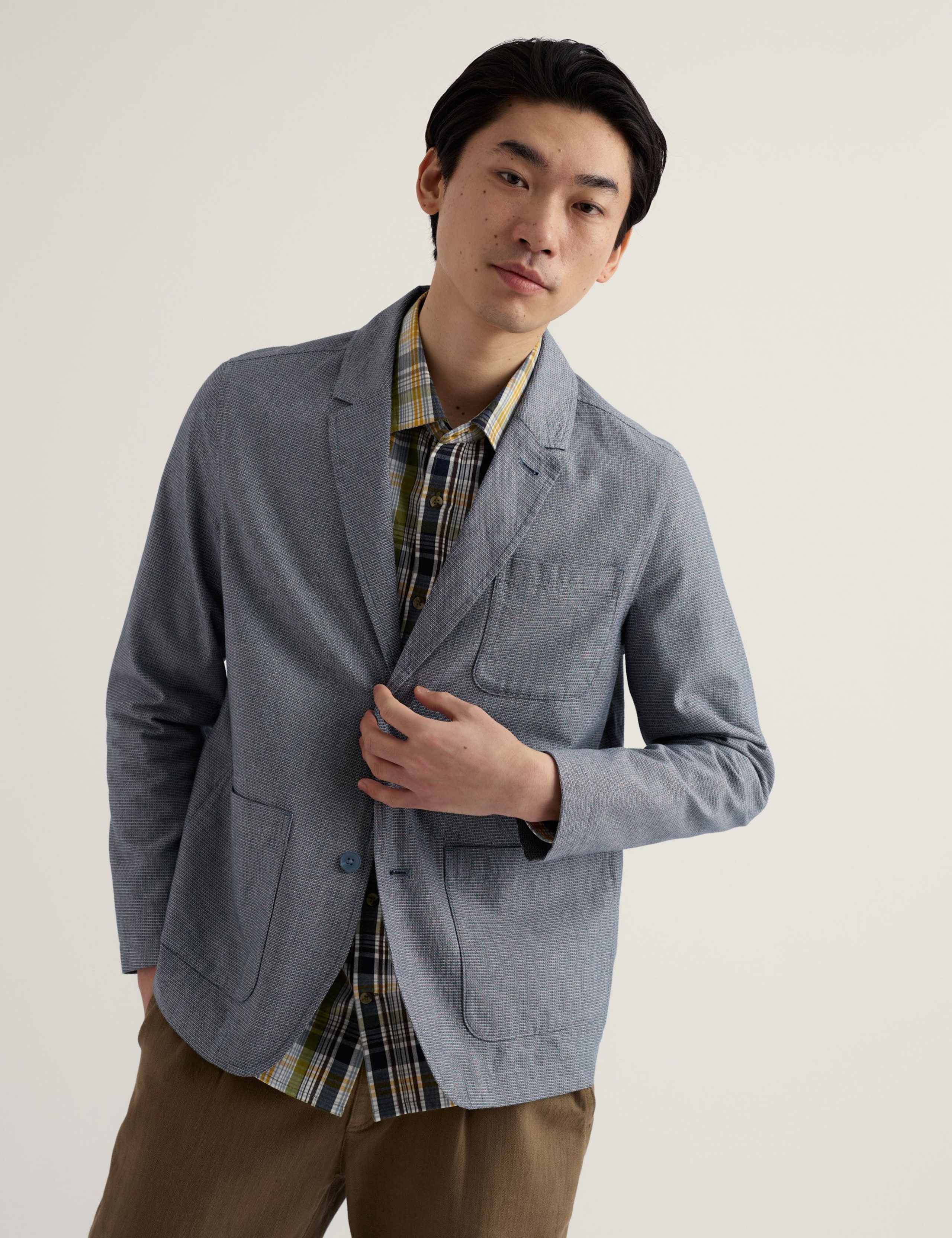 Regular Fit Pure Cotton Textured Blazer