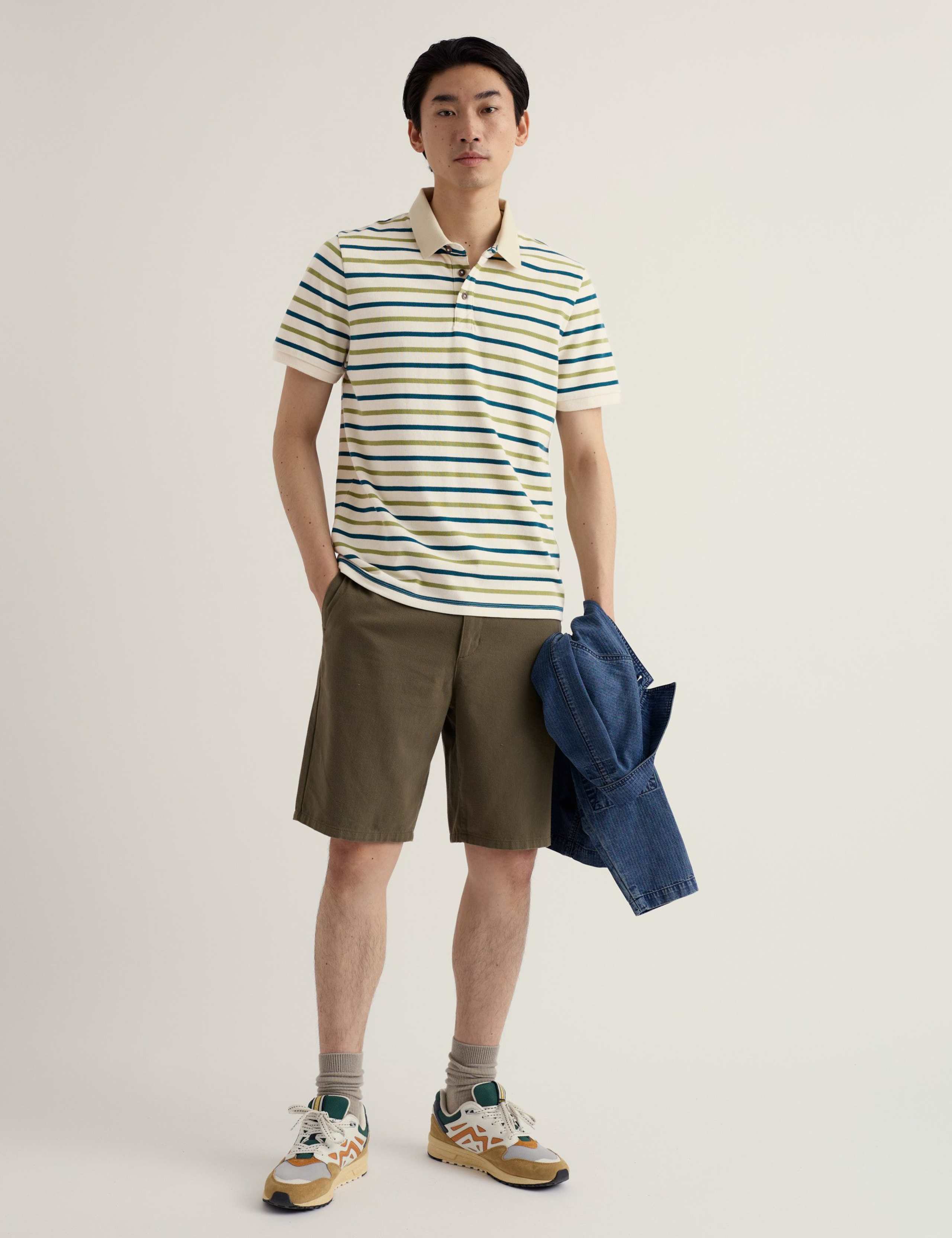 Pure Cotton Striped Polo Shirt