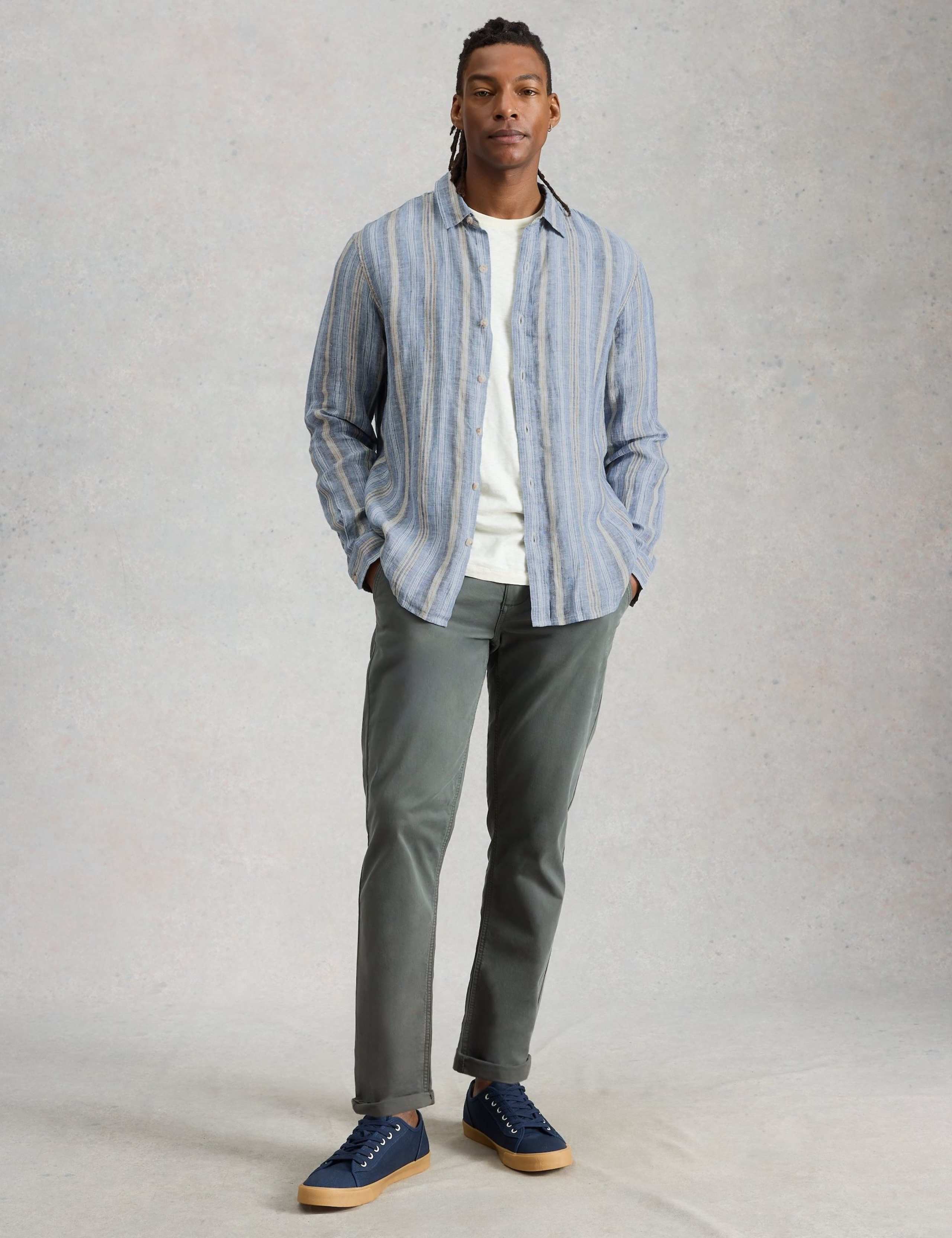 Regular Fit Pure Linen Striped Shirt
