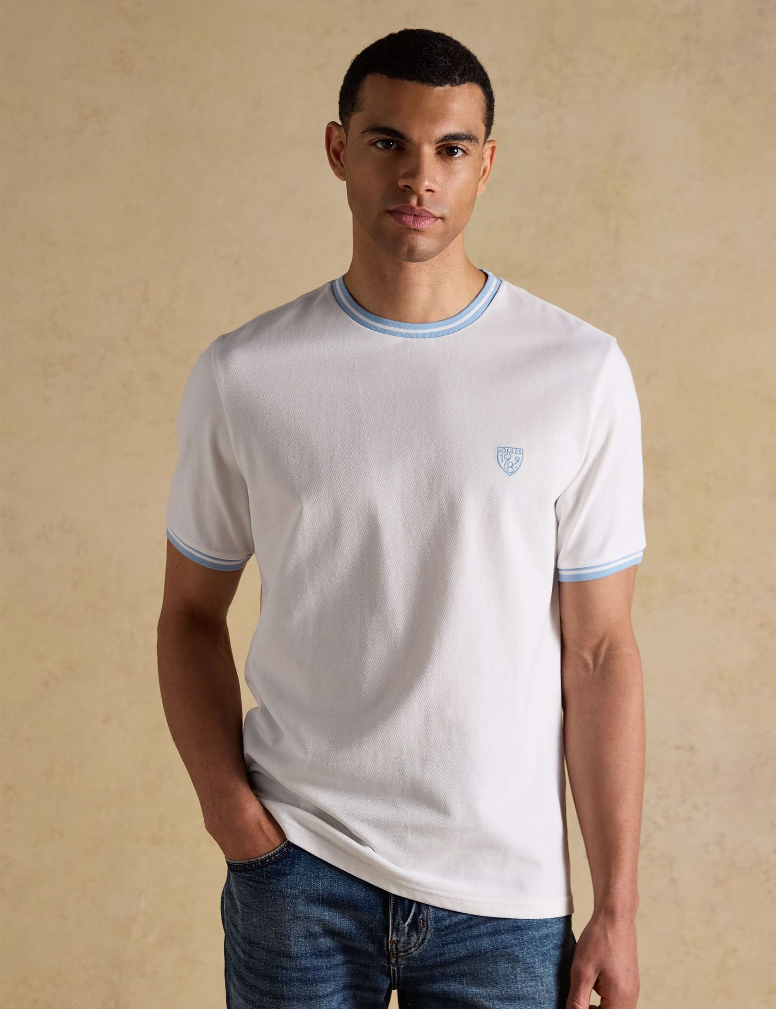 Cotton Rich Pique Crew Neck T-Shirt