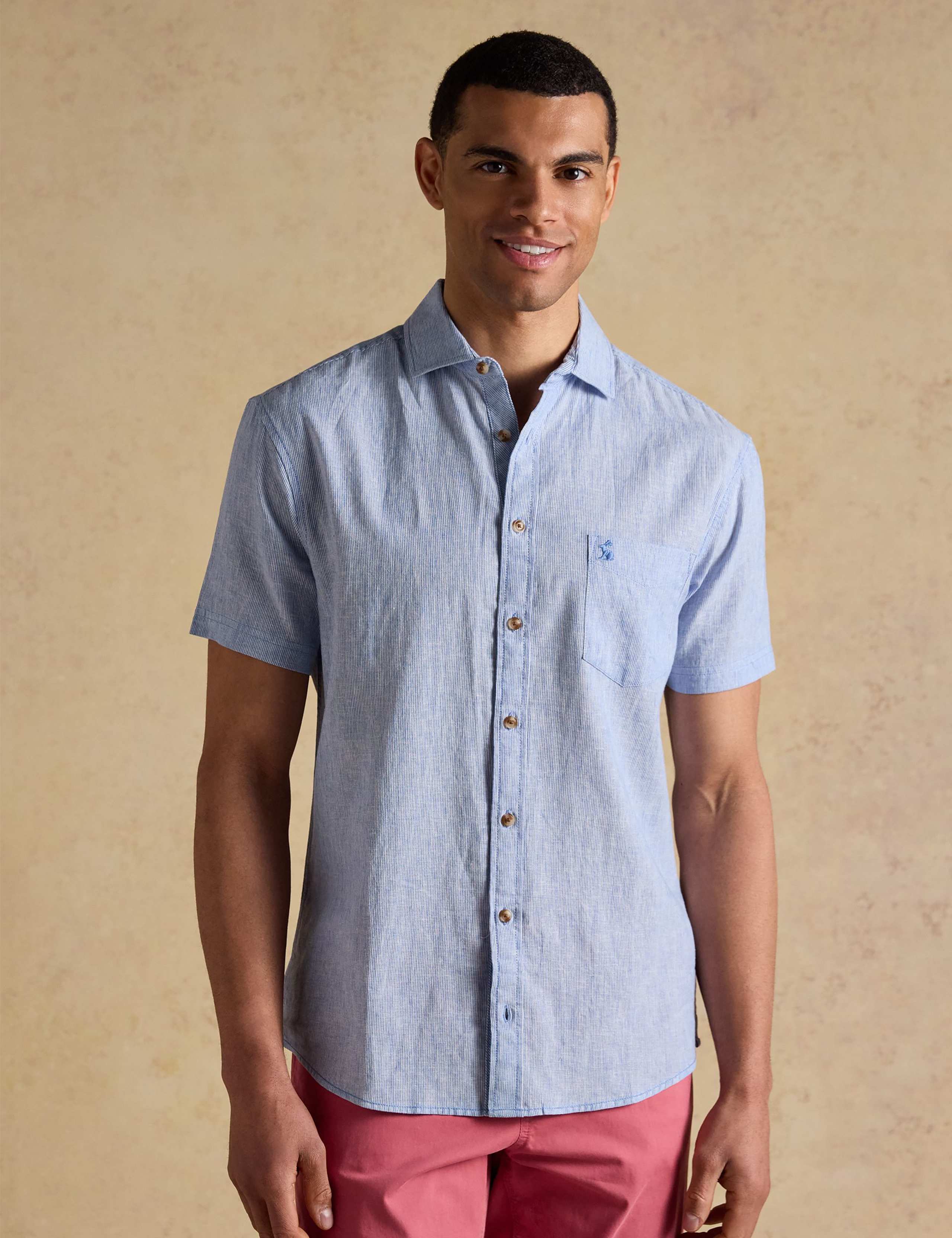 Regular Fit Linen Blend Striped Shirt