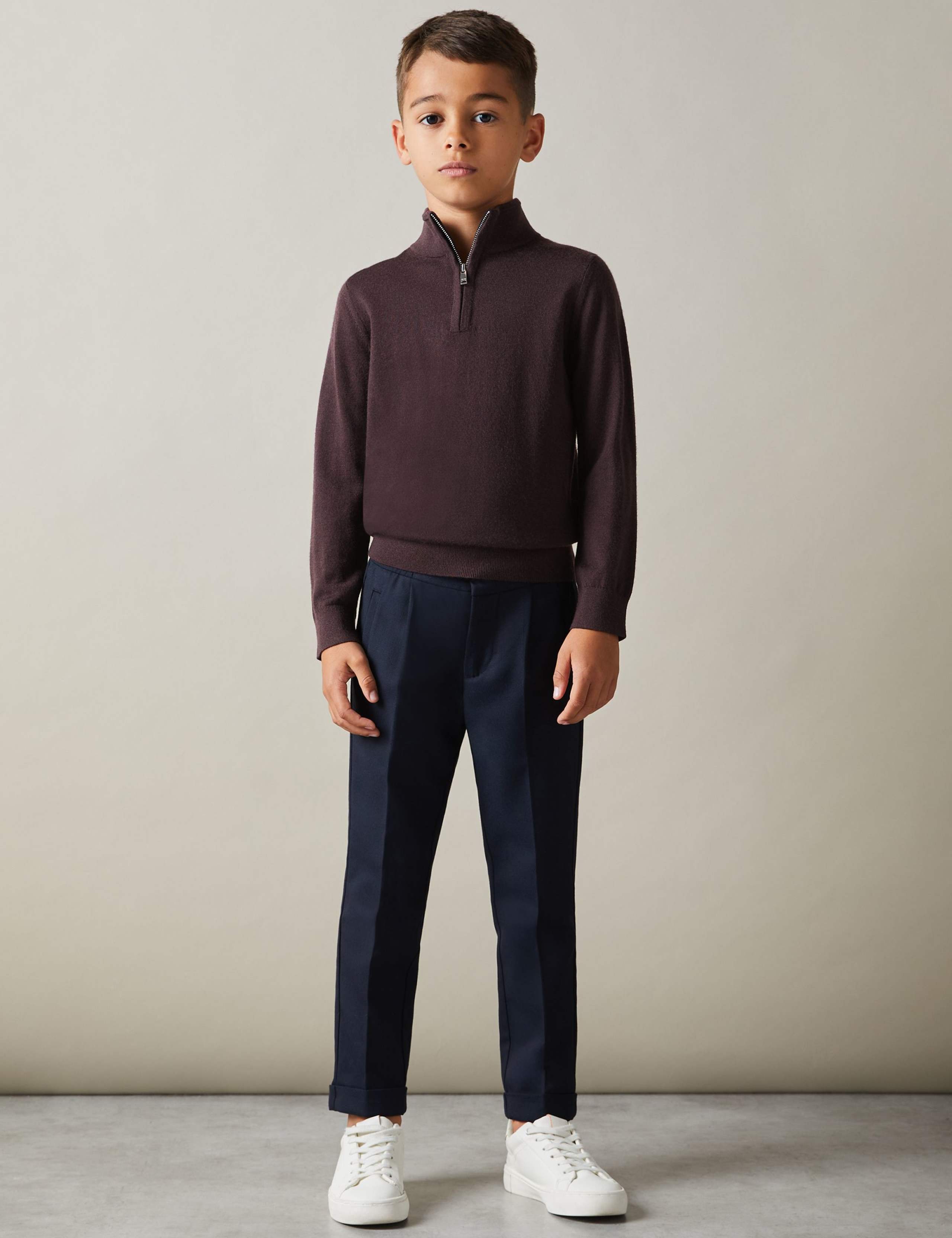 Pure Wool Funnel Neck Half Zip Jumper (3-14 Years)