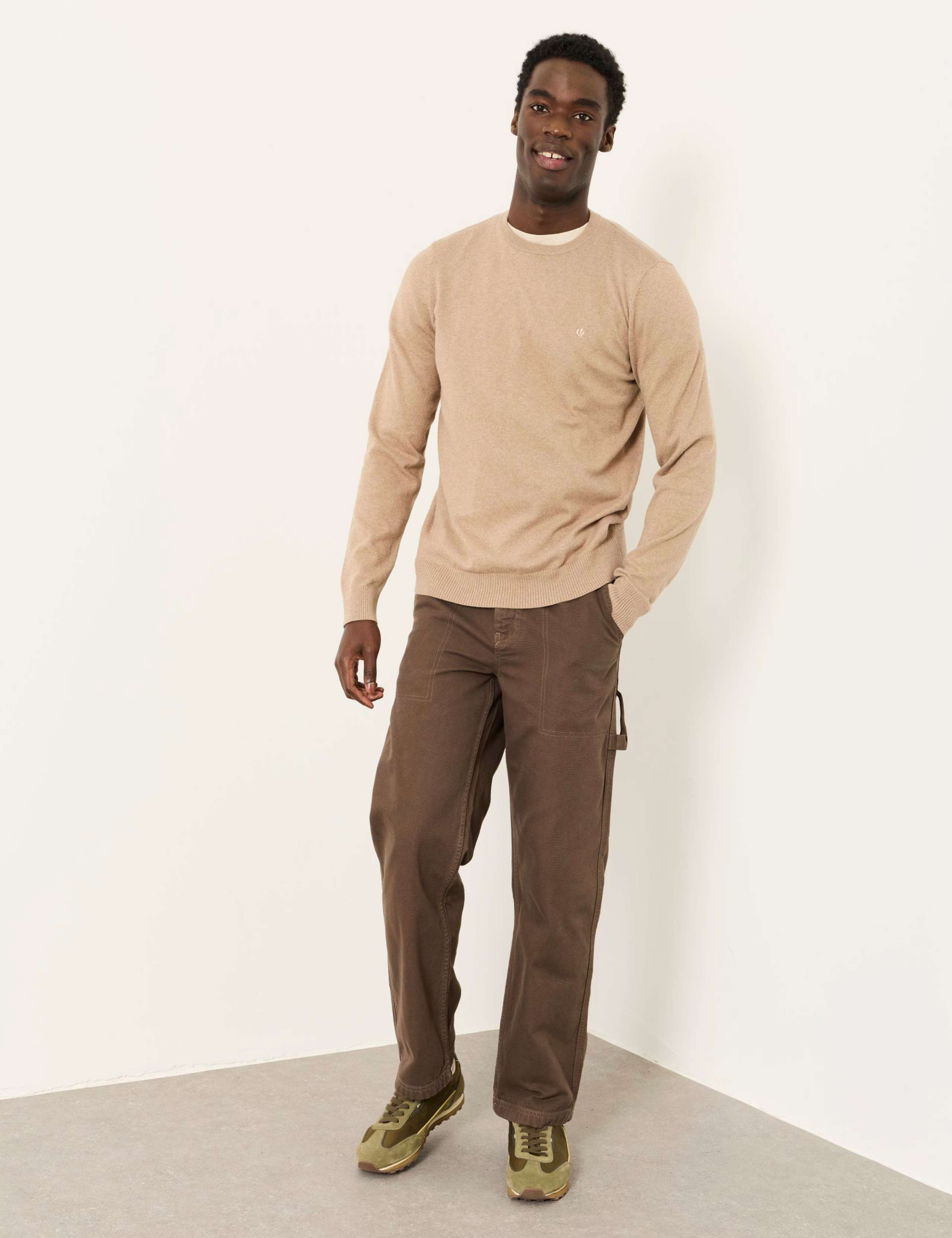 Cotton Rich Crew Neck Jumper with Cashmere