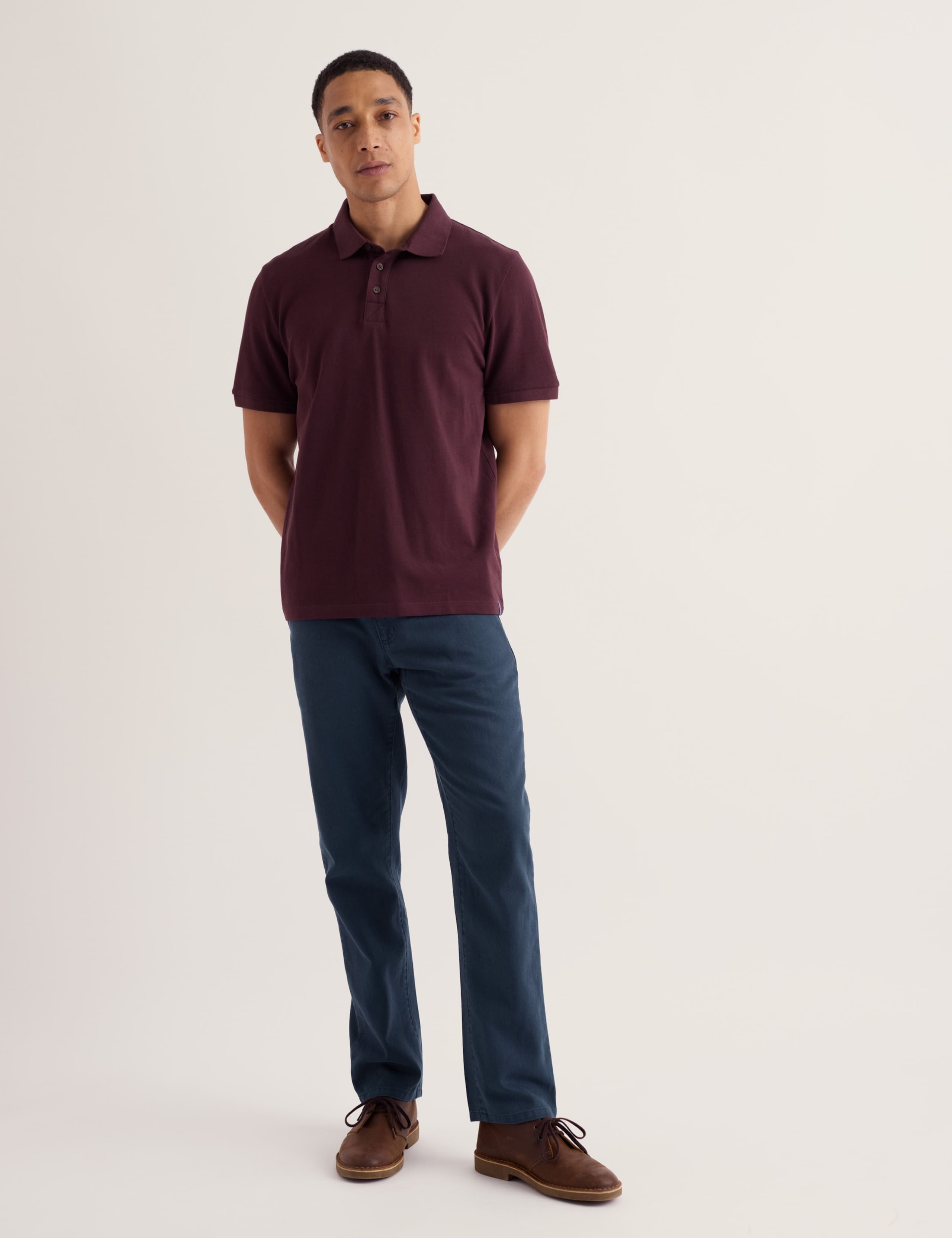 Slim Fit Linen Rich Herringbone Trousers