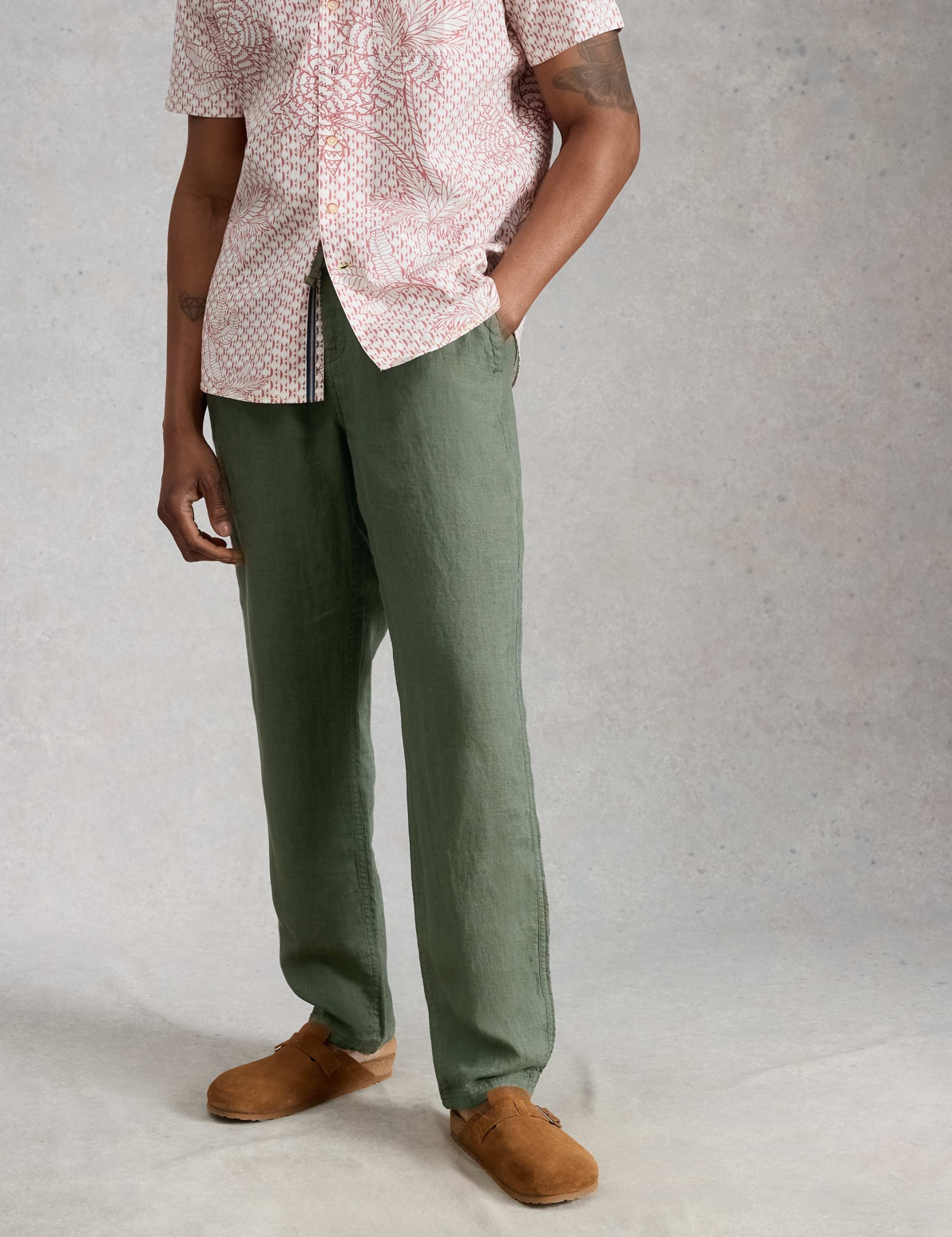 Tapered Fit Pure Linen Trousers