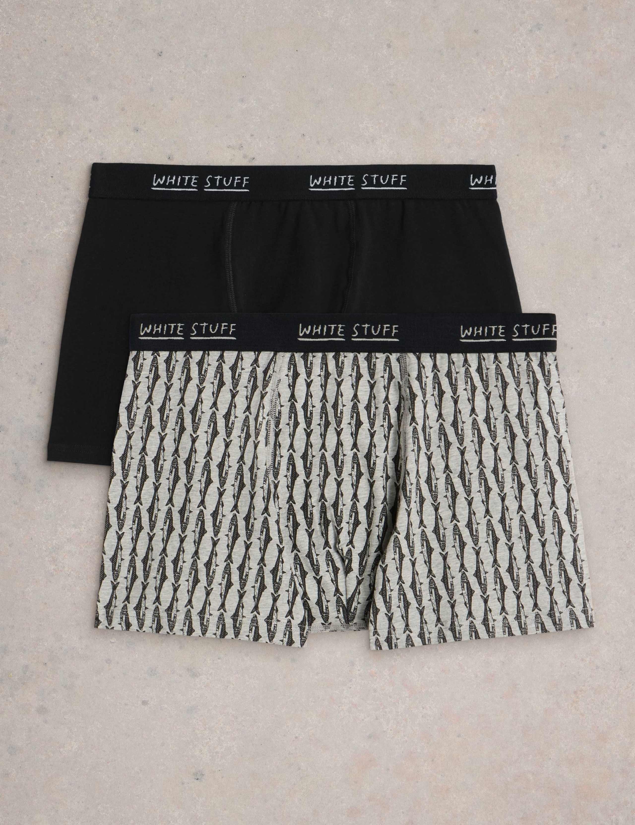 2pk Cotton Rich Printed & Plain Boxers