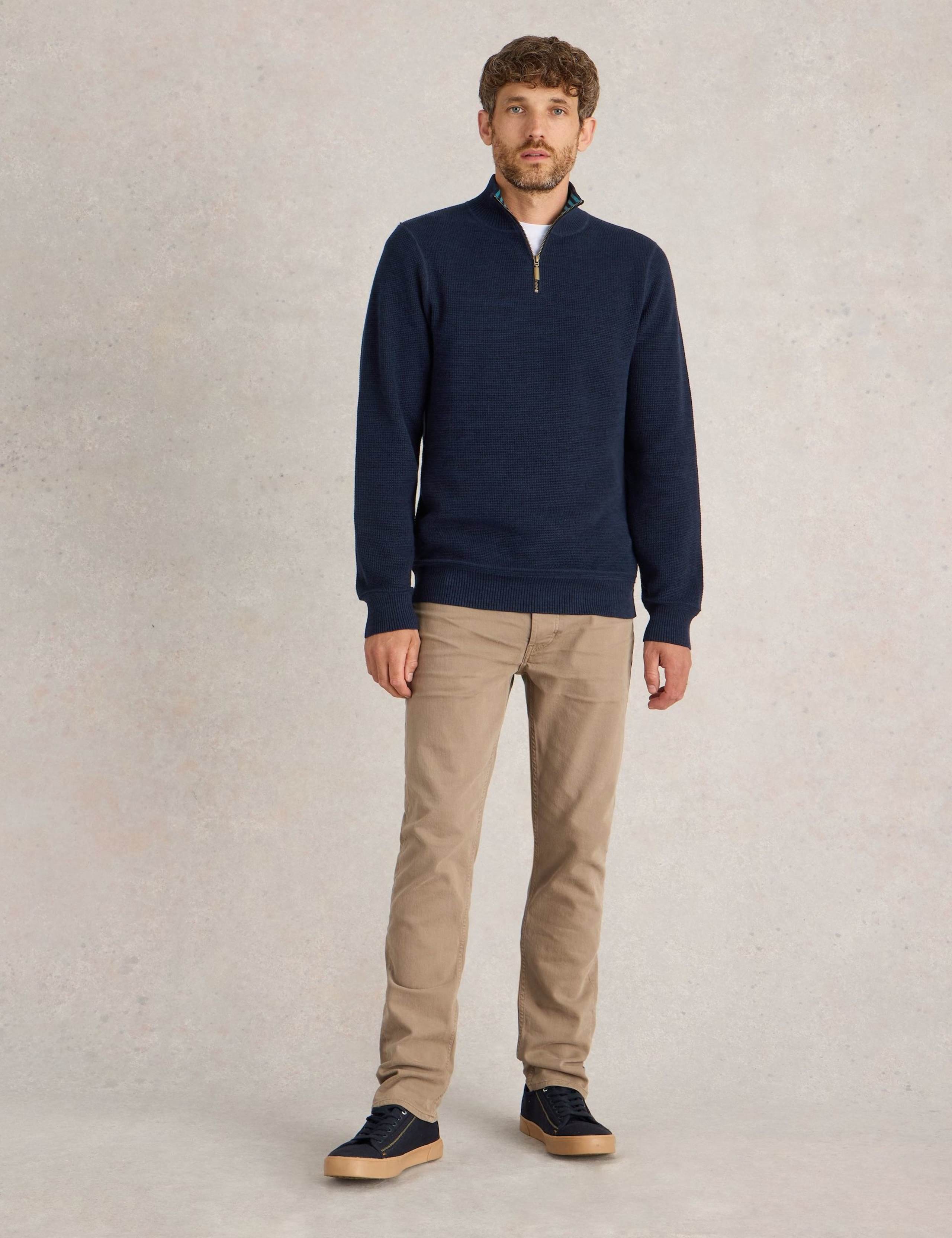 Pure Cotton Funnel Neck Half Zip Jumper