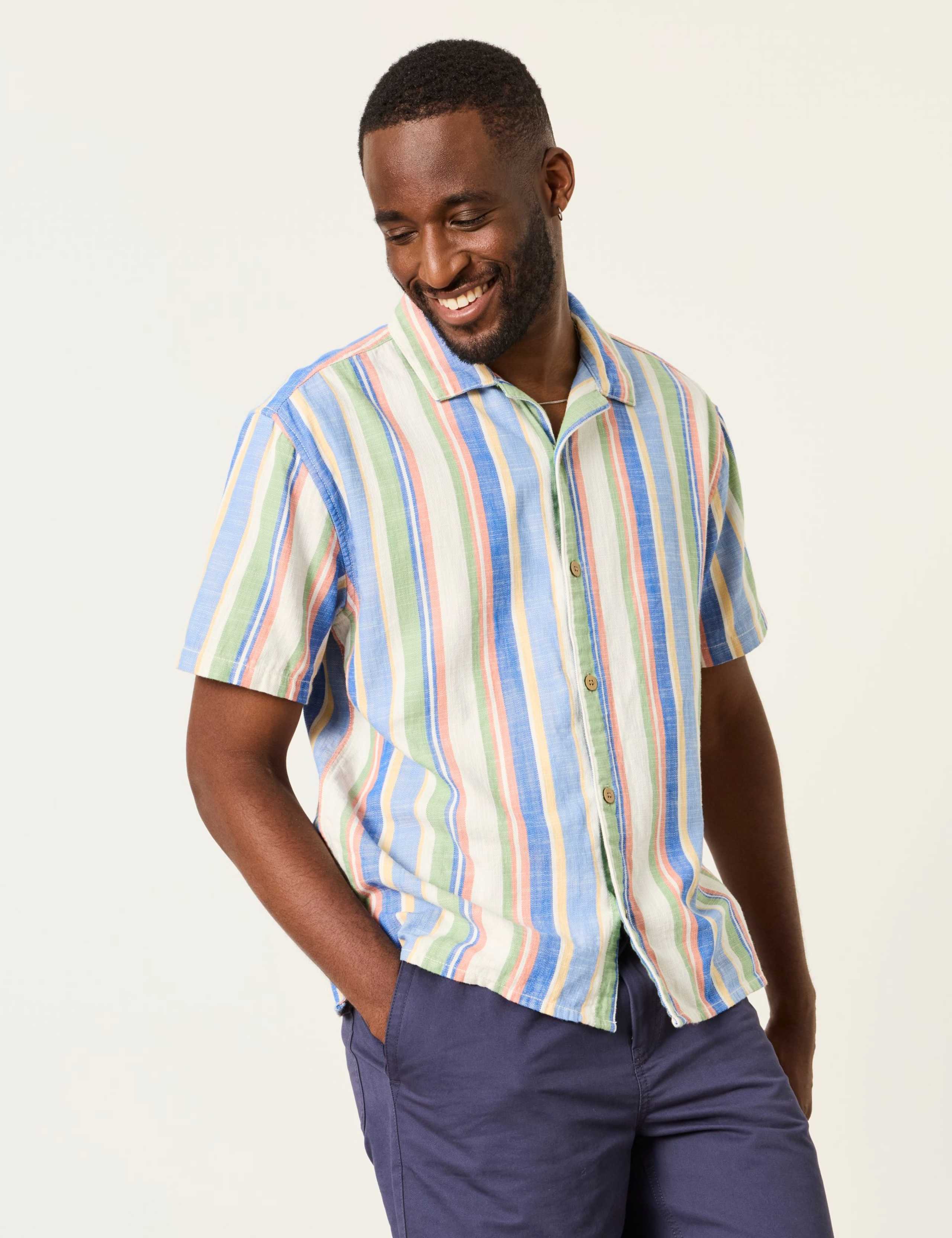 Pure Cotton Striped Short Sleeve Shirt