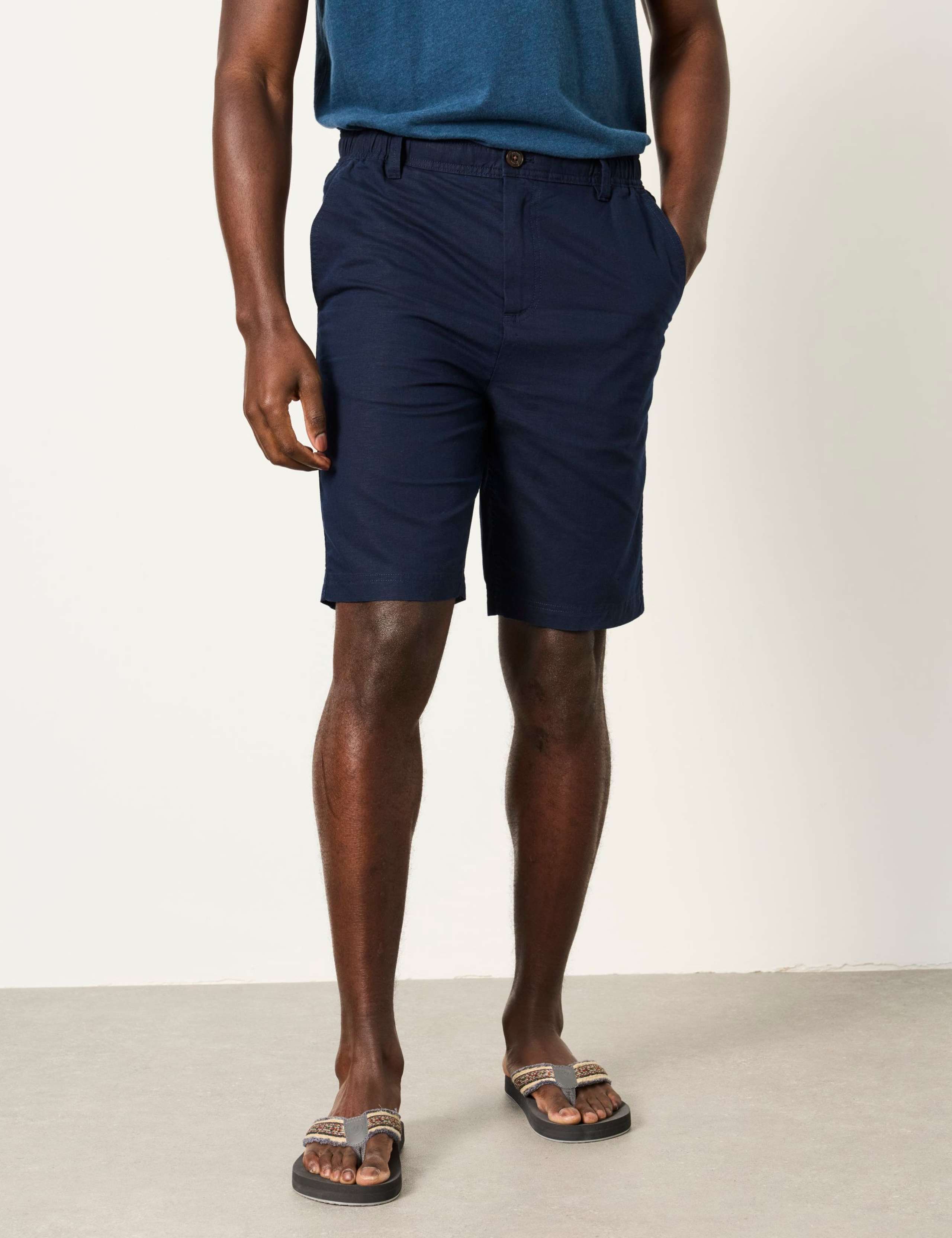 Linen Blend Half-Elasticated Waist Shorts