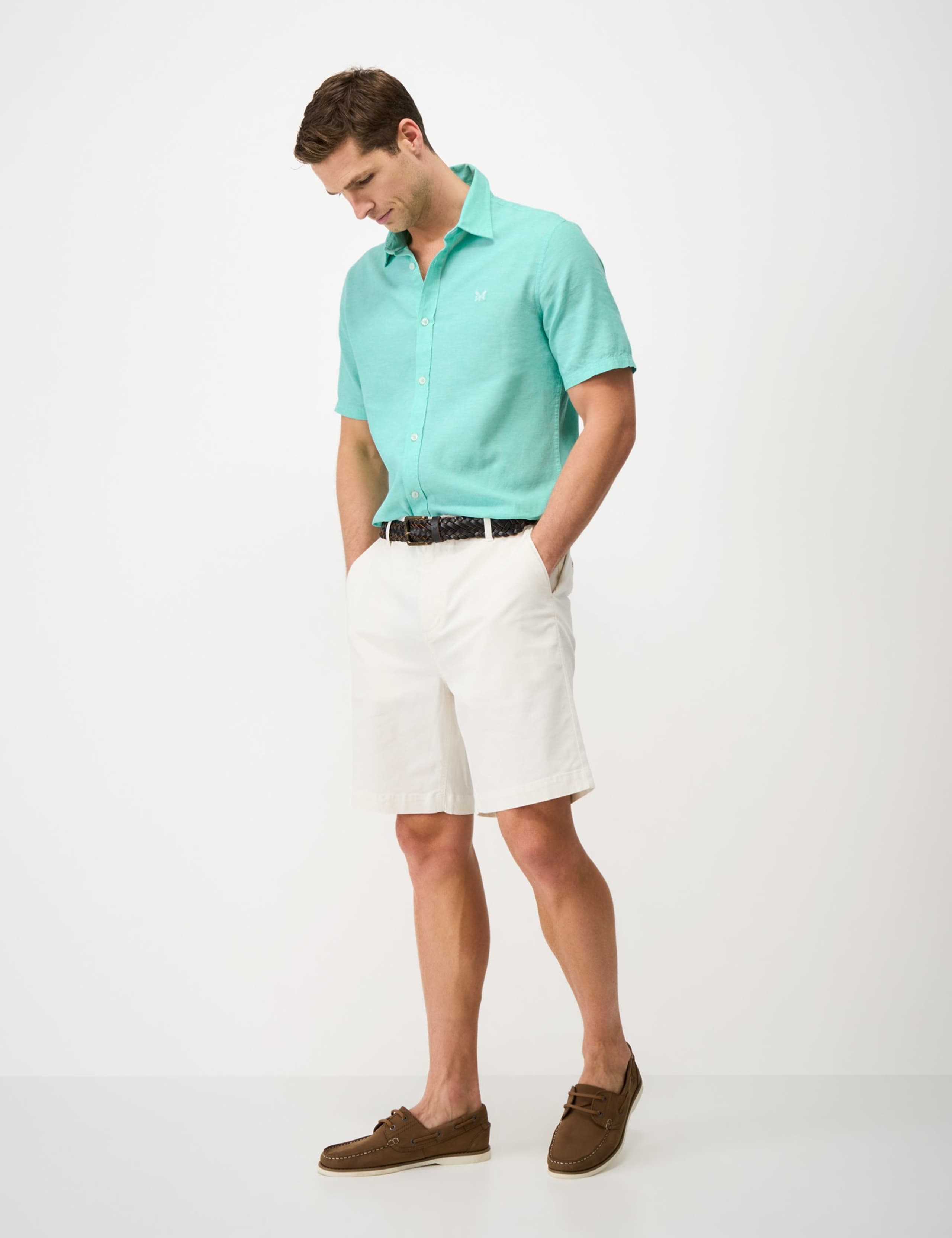 Regular Fit Linen and Cotton Short Sleeve Shirt