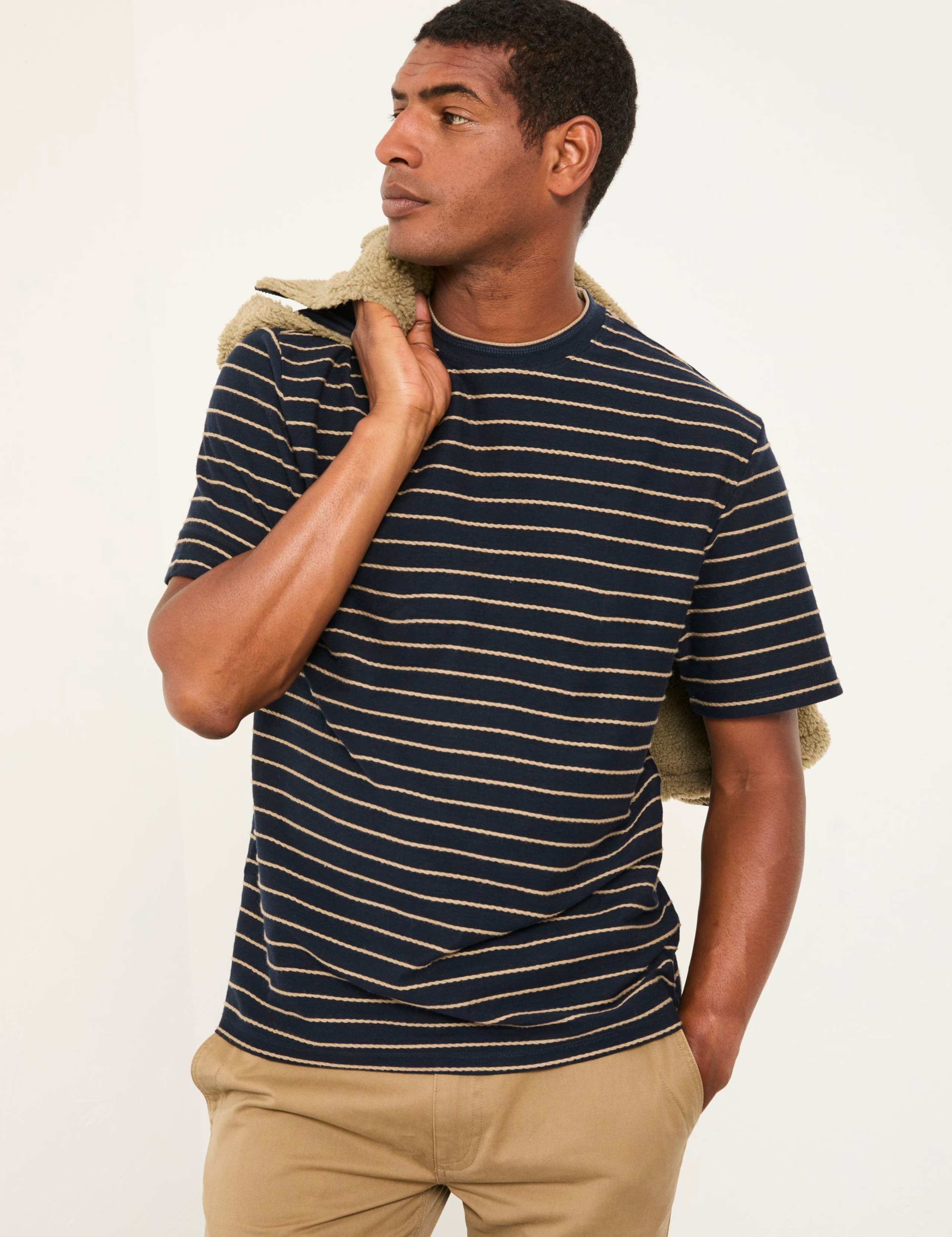 Pure Cotton Crew Neck Striped T-Shirt