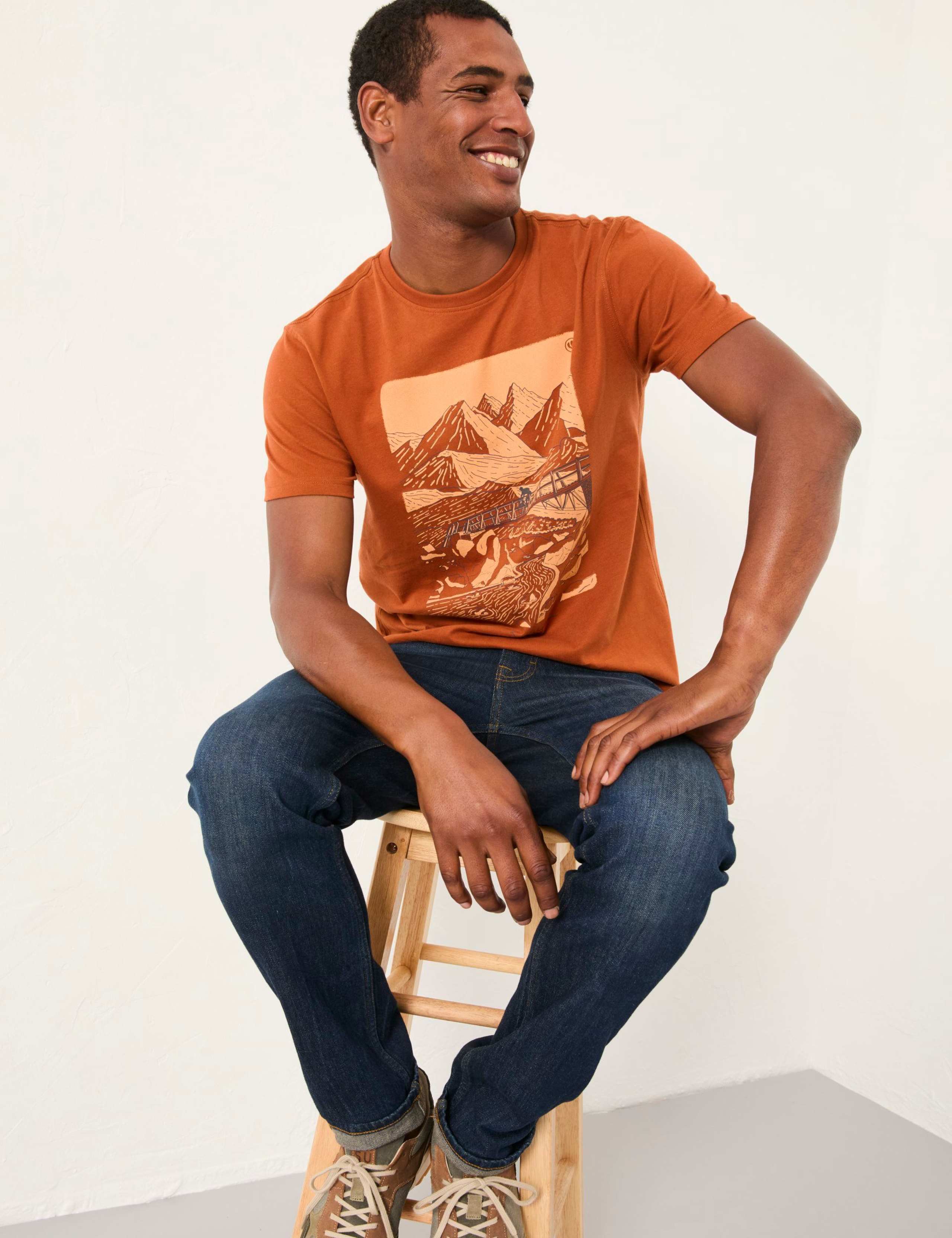 Pure Cotton Hiking Hills Graphic T-Shirt