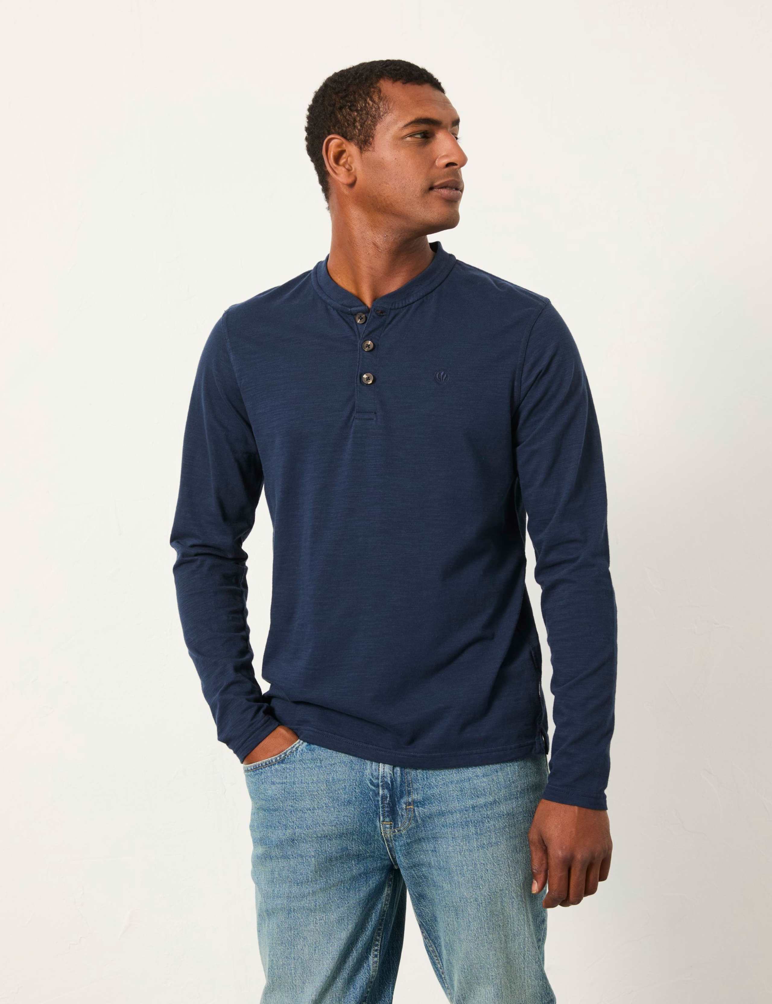 Pure Cotton Henley Long Sleeve Top
