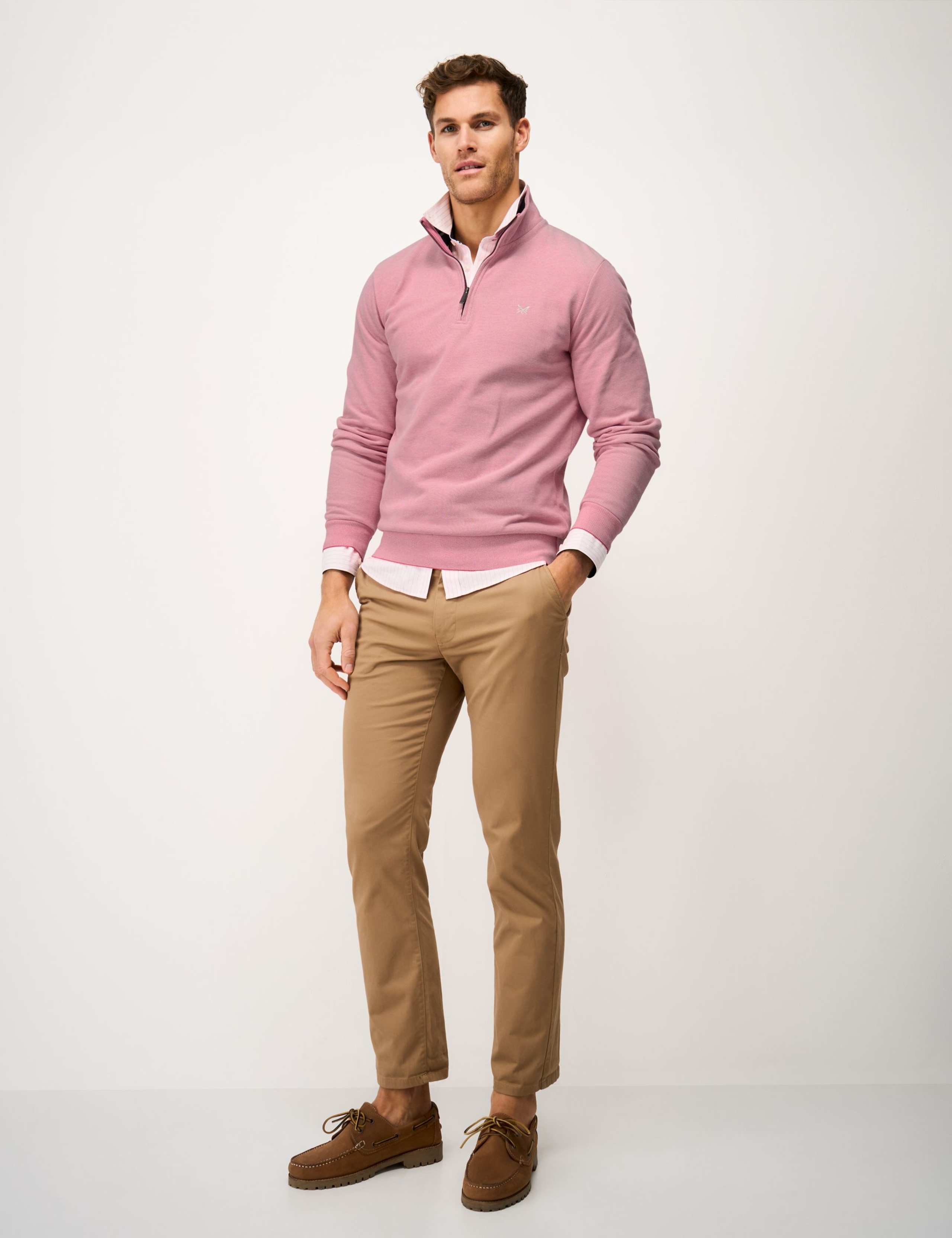 Pure Cotton Textured Half Zip Jumper