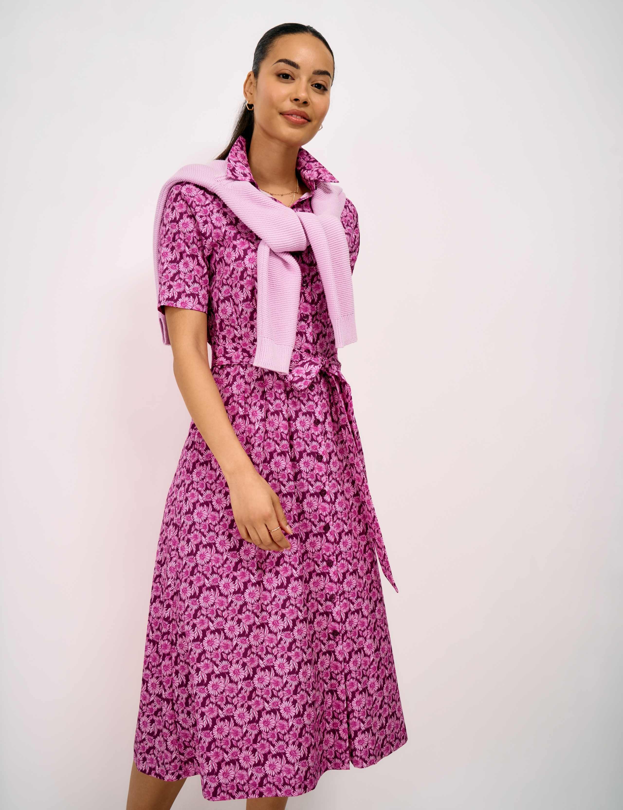 Lyocell Rich Floral Midi Shirt Dress