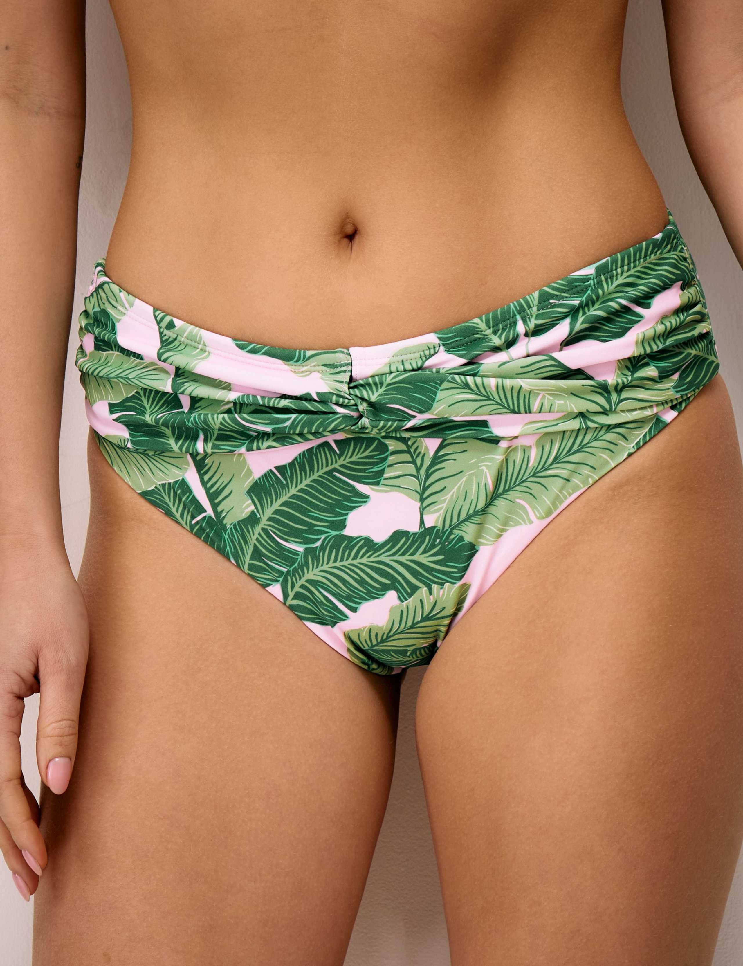 Animal Print Twist Front Bikini Bottoms