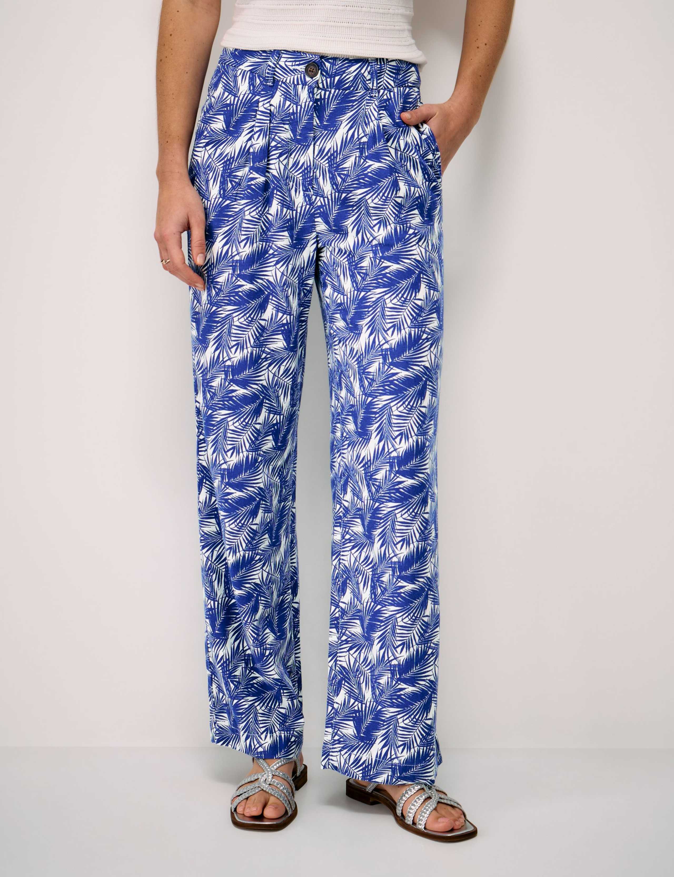 Linen Rich Wide Leg Trousers