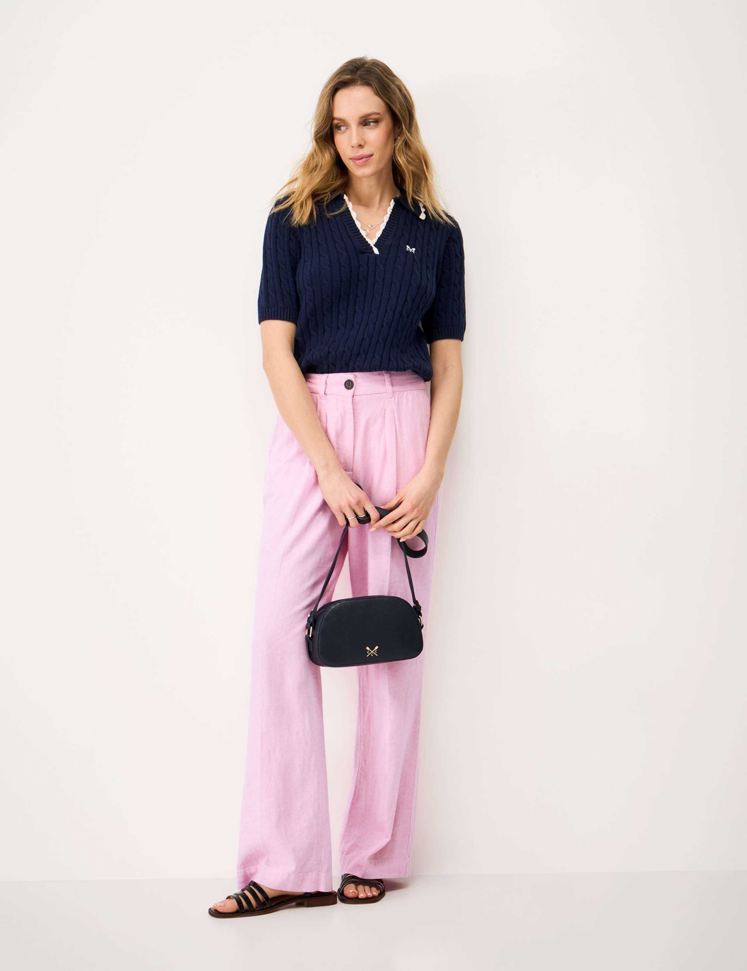 Linen Rich Wide Leg Trousers