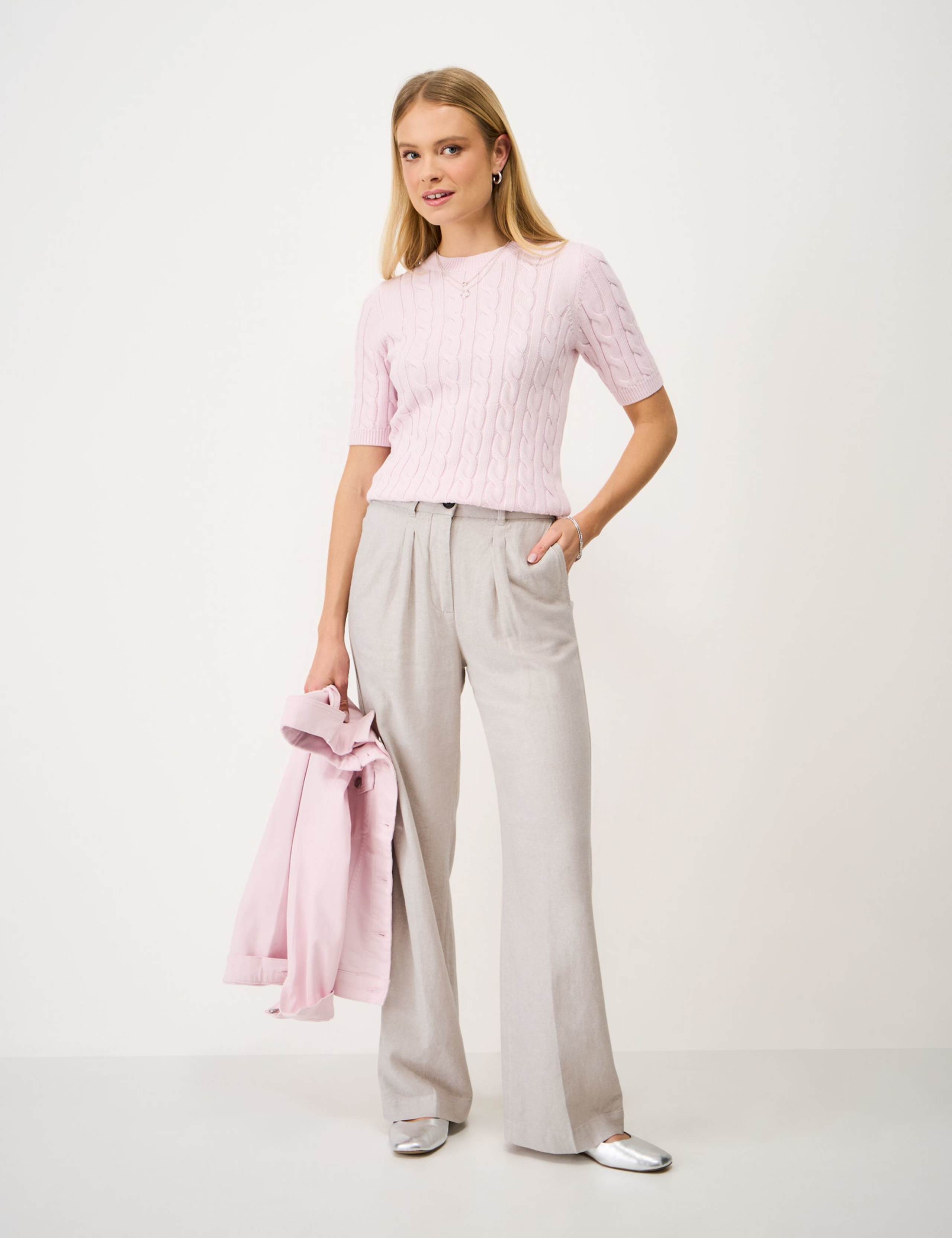 Linen Rich Wide Leg Trousers
