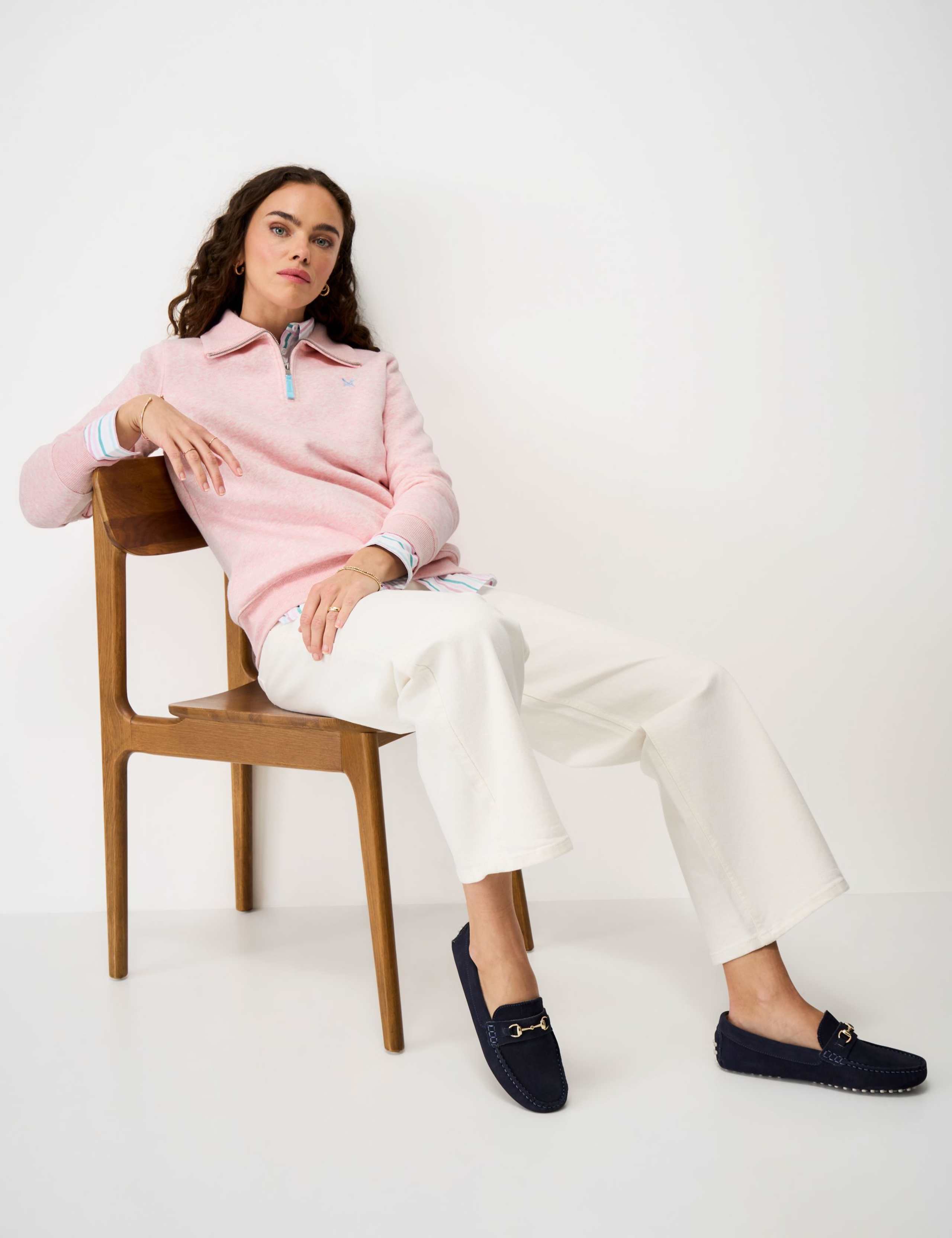 Cotton Rich Marl Half Zip Sweatshirt