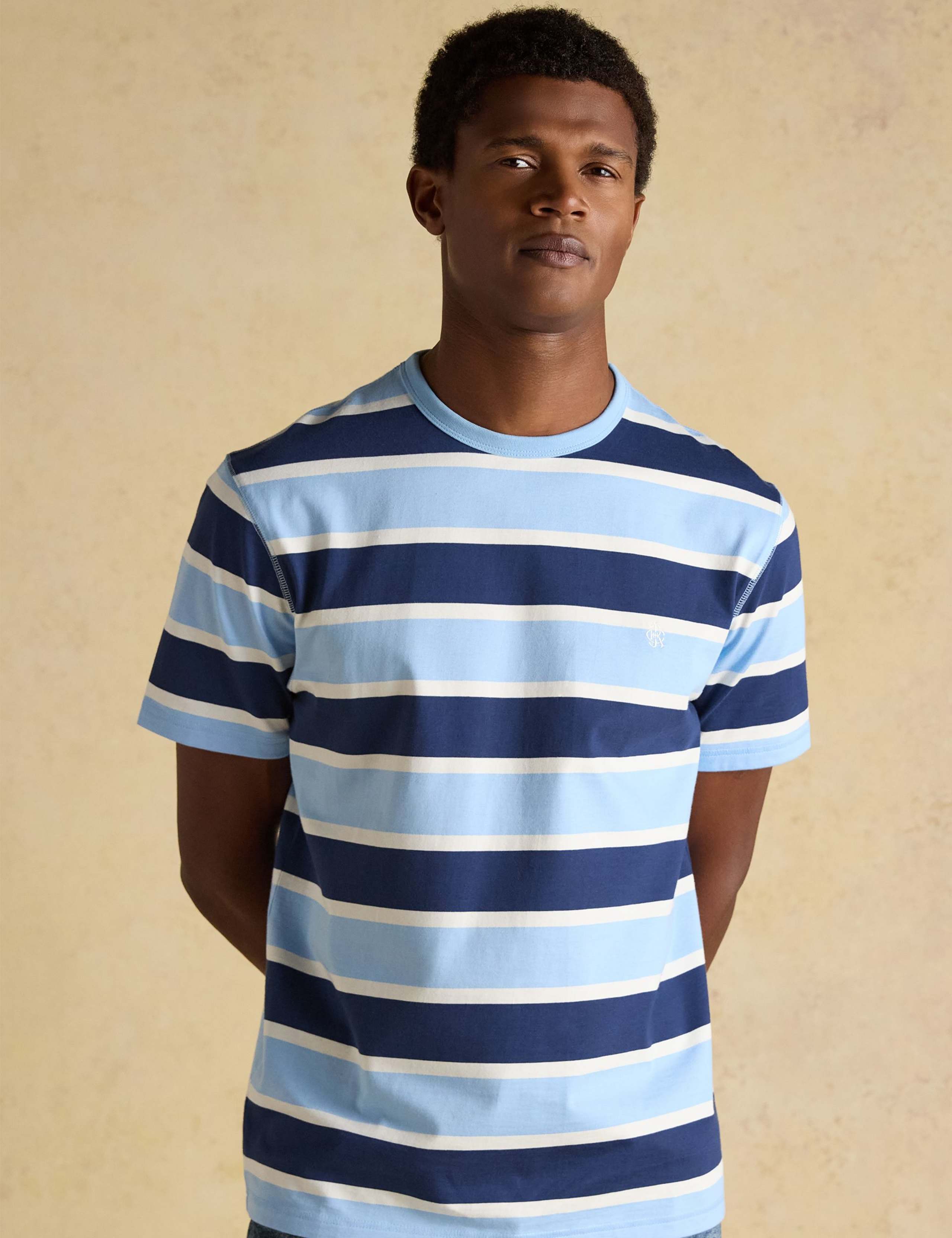 Pure Cotton Striped Crew Neck T-Shirt
