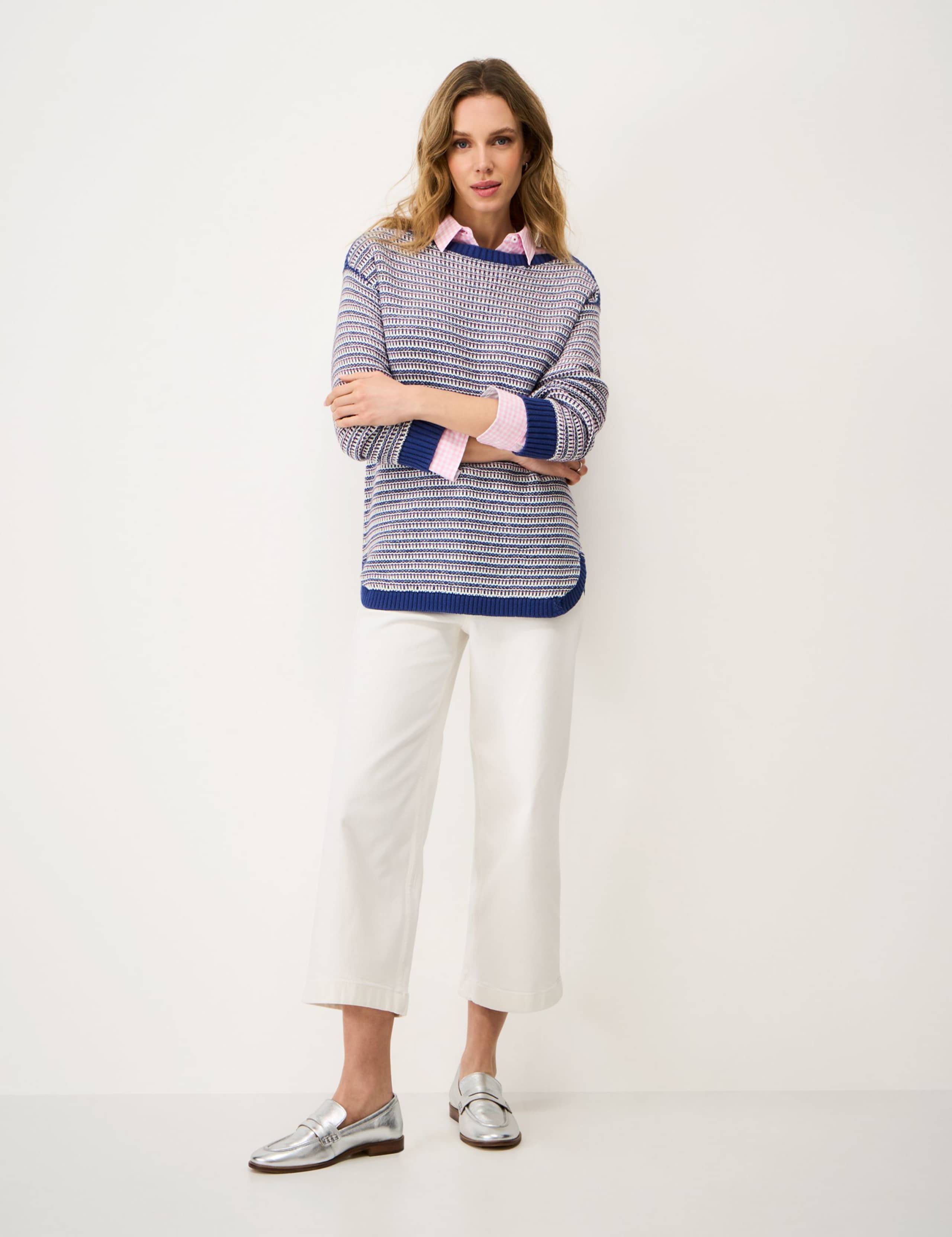 Pure Cotton Textured Striped Jumper