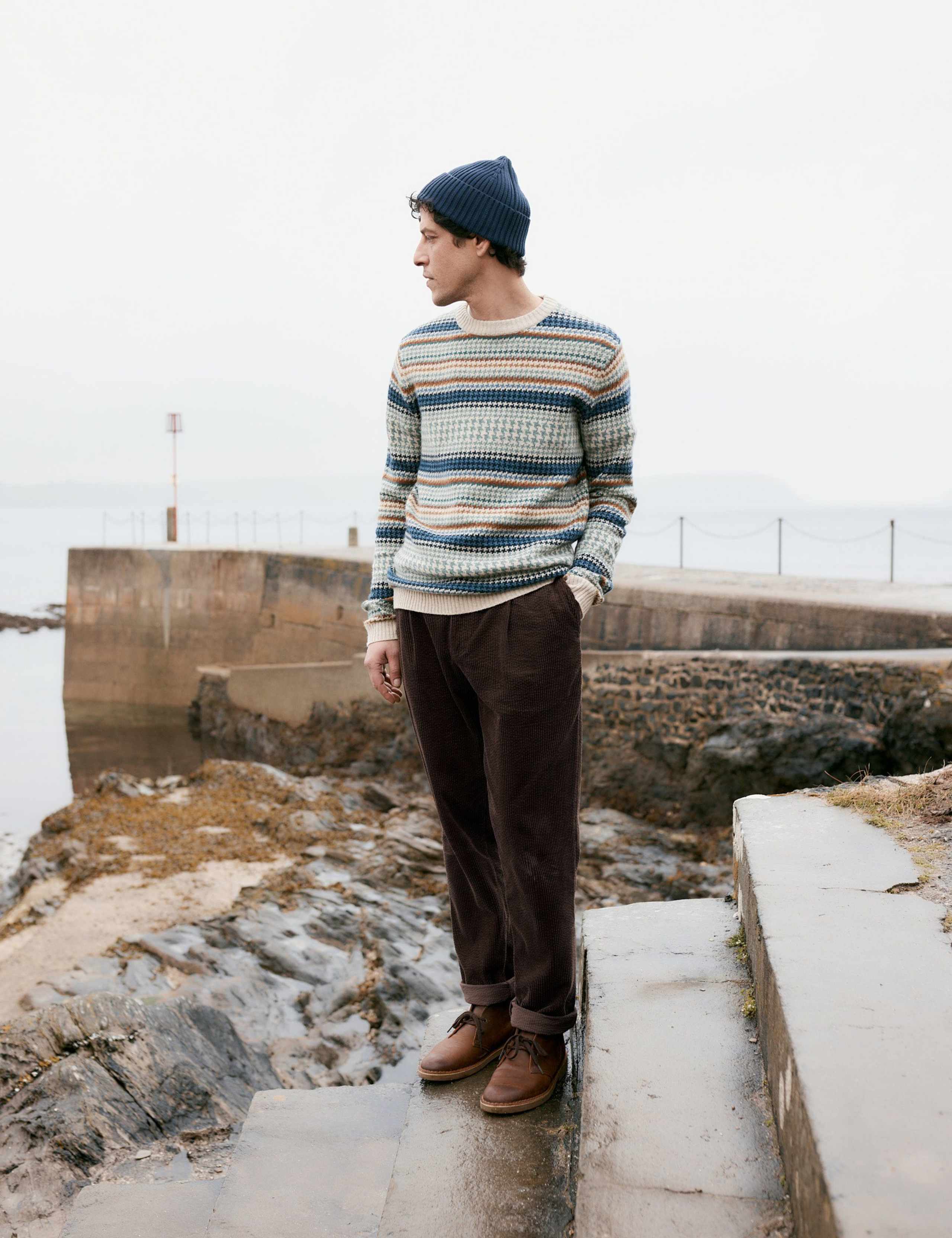 Lambswool Rich Striped Crew Neck Jumper
