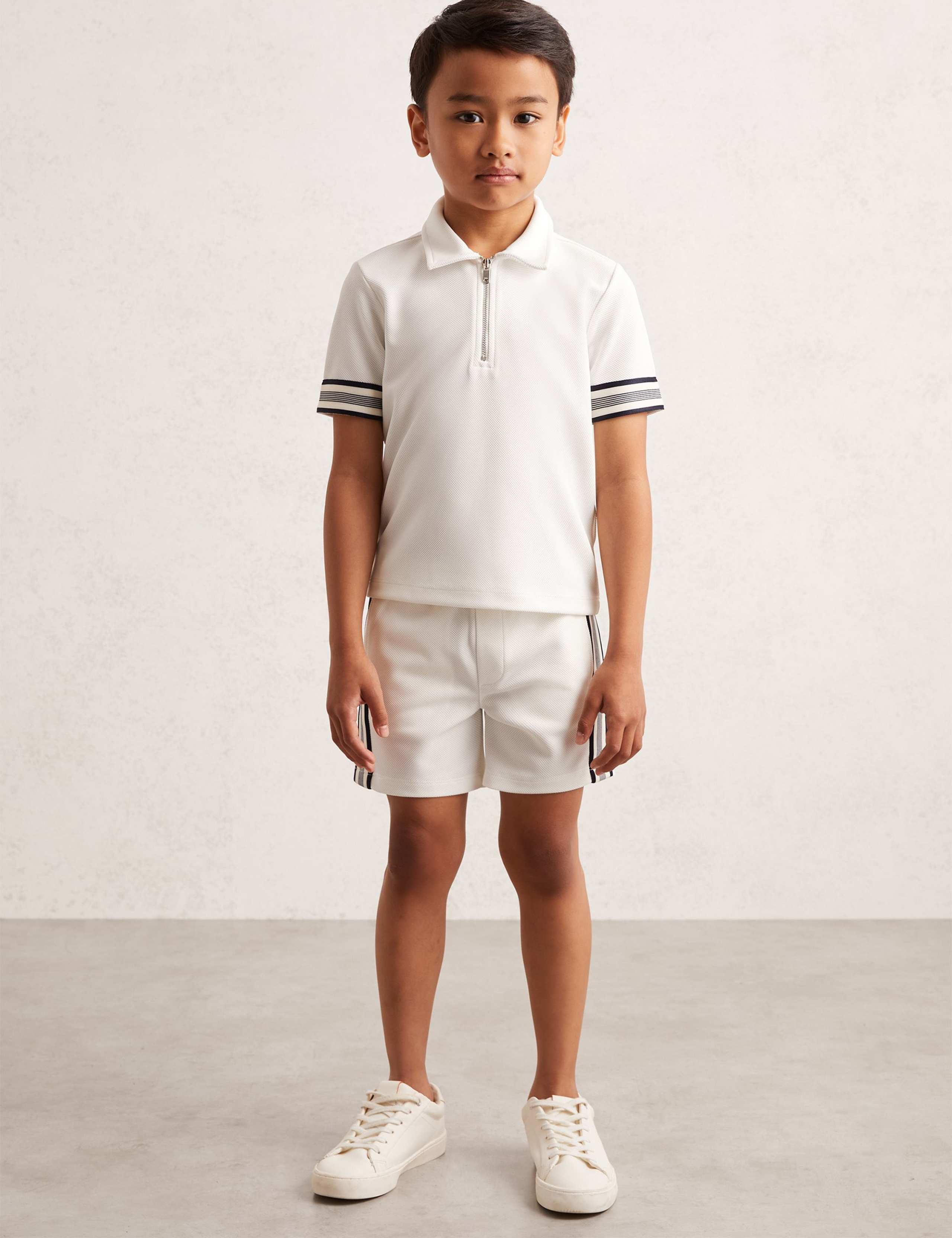 Textured Half Zip Polo Shirt (3-14 Yrs)