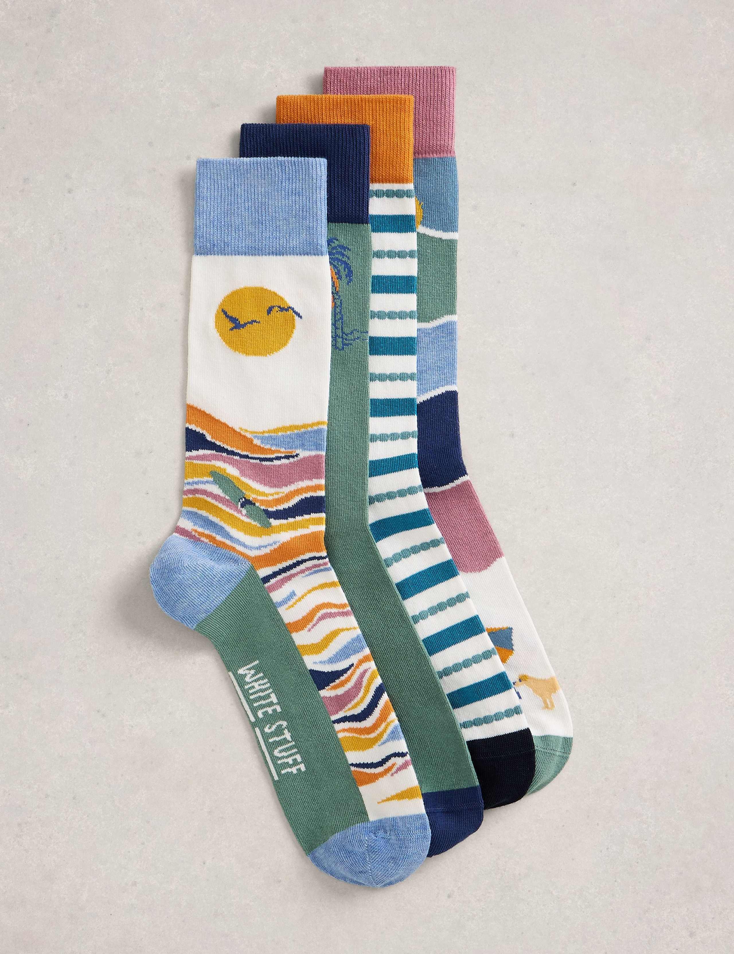 4 Pack Beach Holiday Cotton Rich Socks