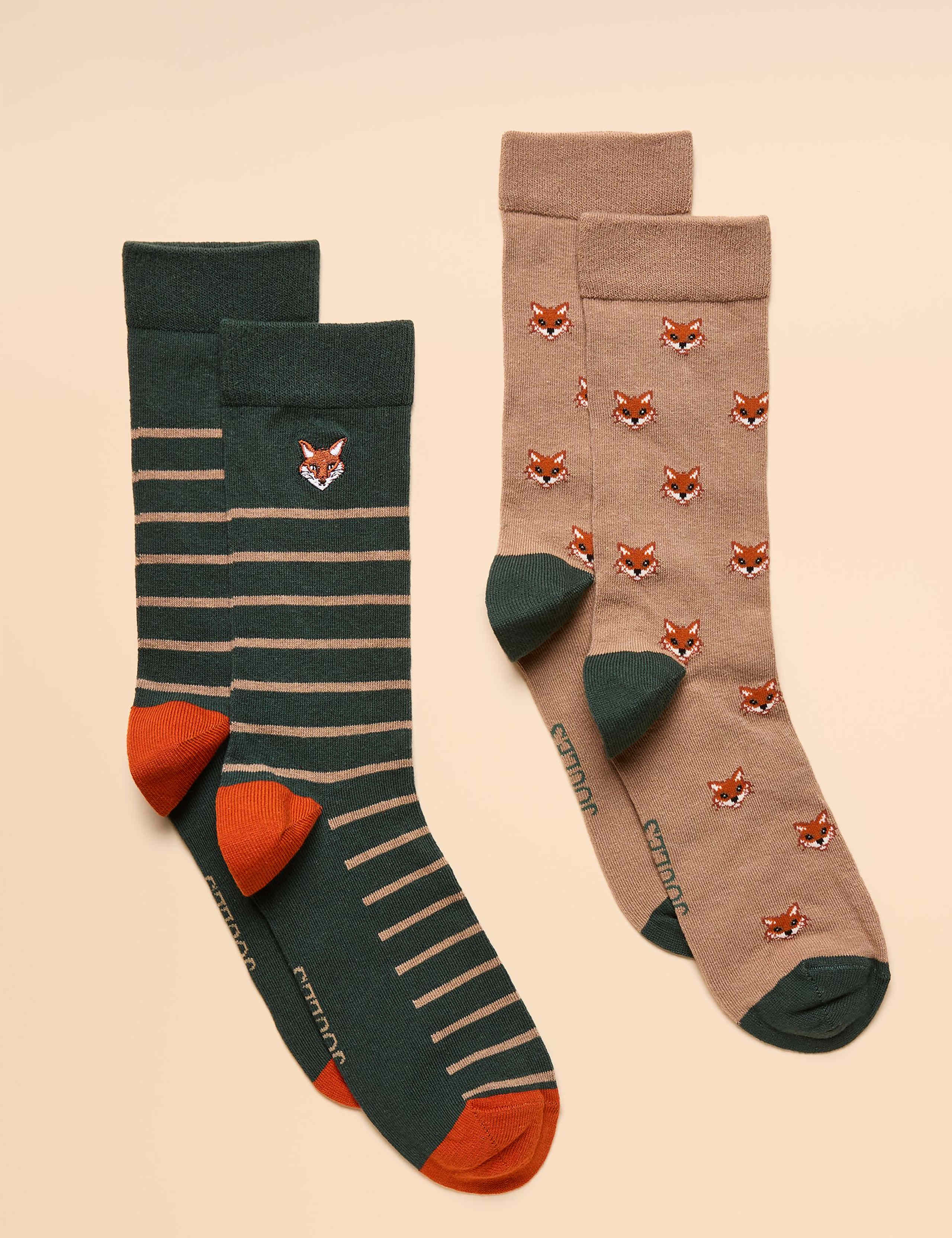 2pk Fox Cotton Rich Socks