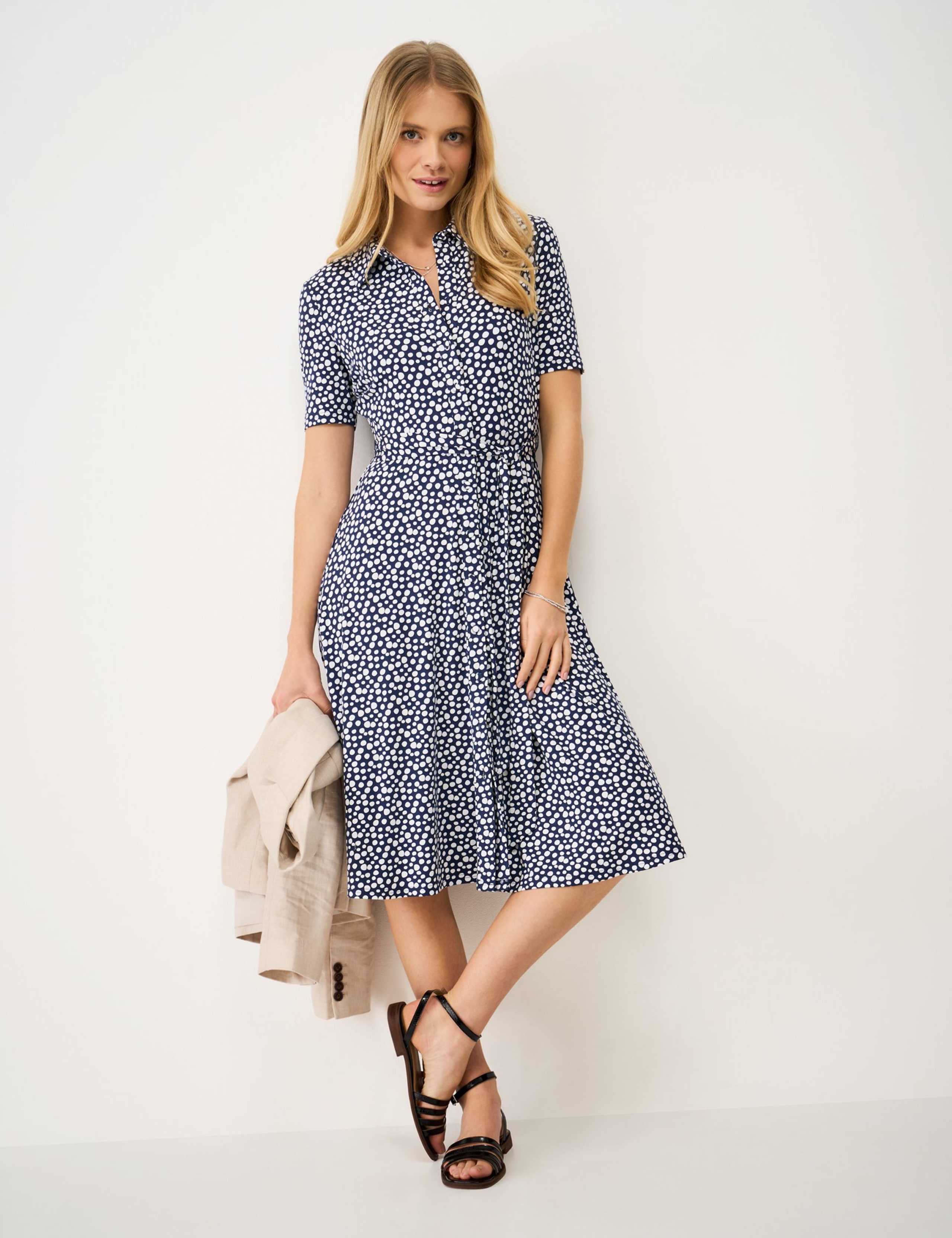 Jersey Printed Knee Length Shirt Dress