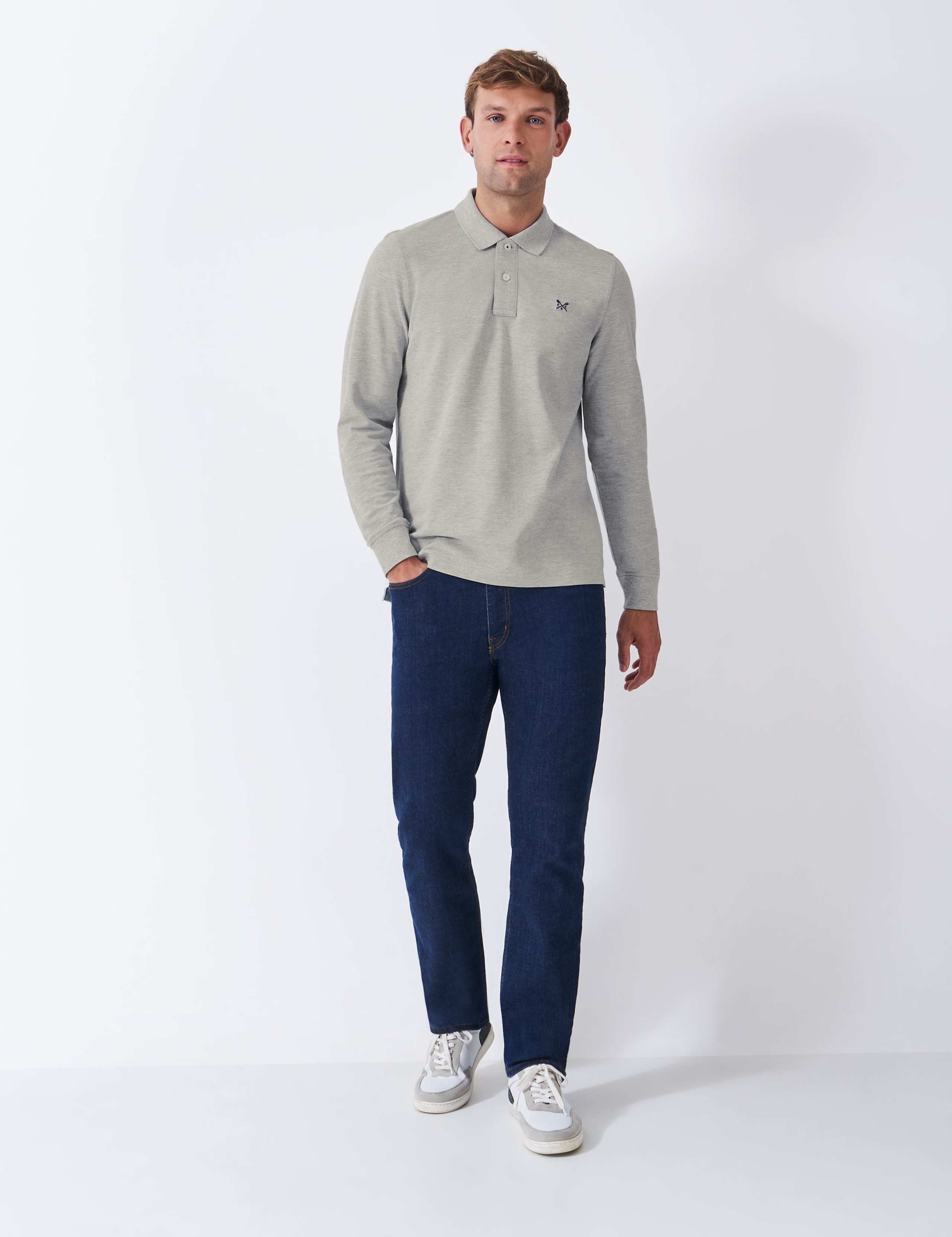 Cotton Rich Pique Long Sleeve Polo Shirt