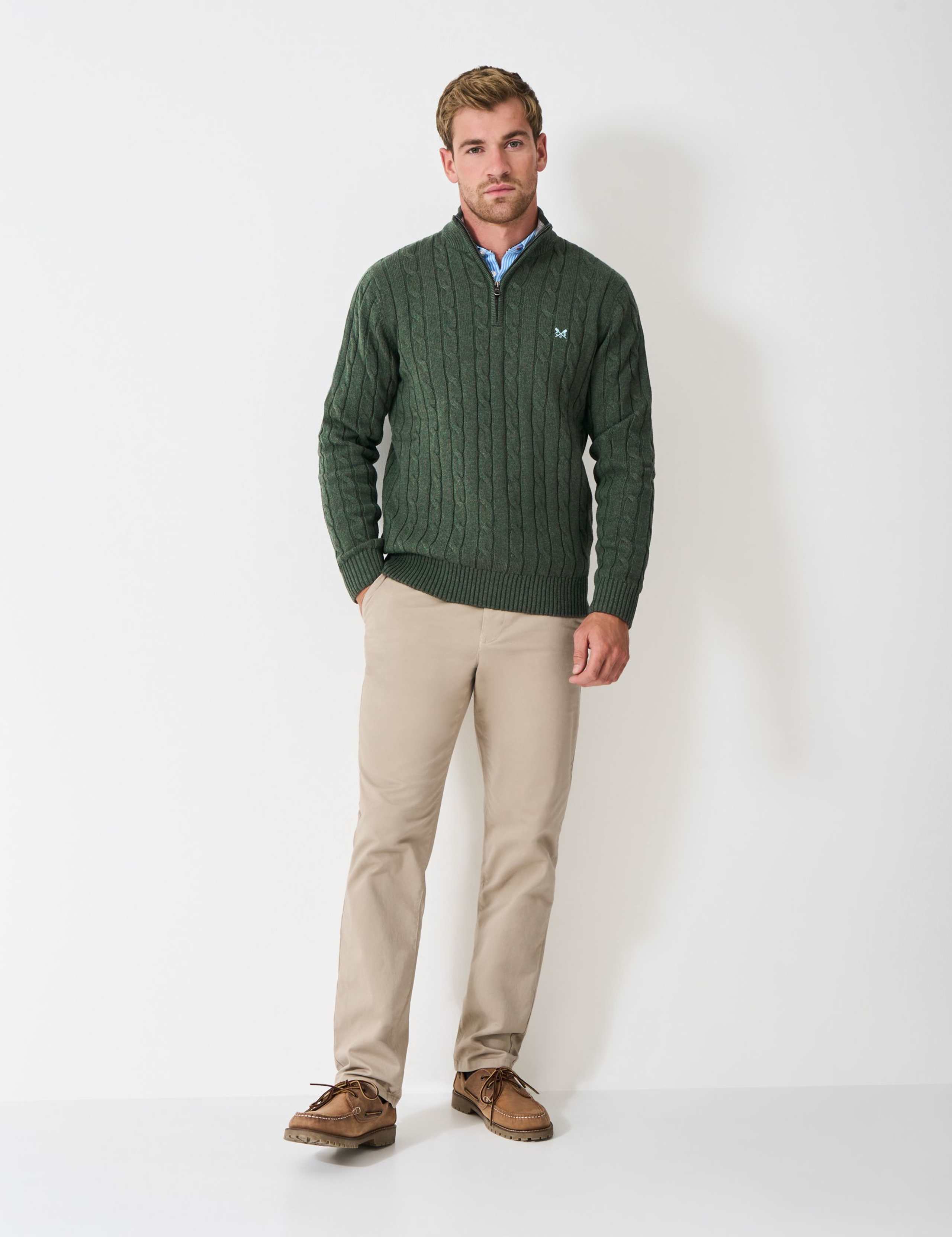 Pure Cotton Cable Half Zip Jumper