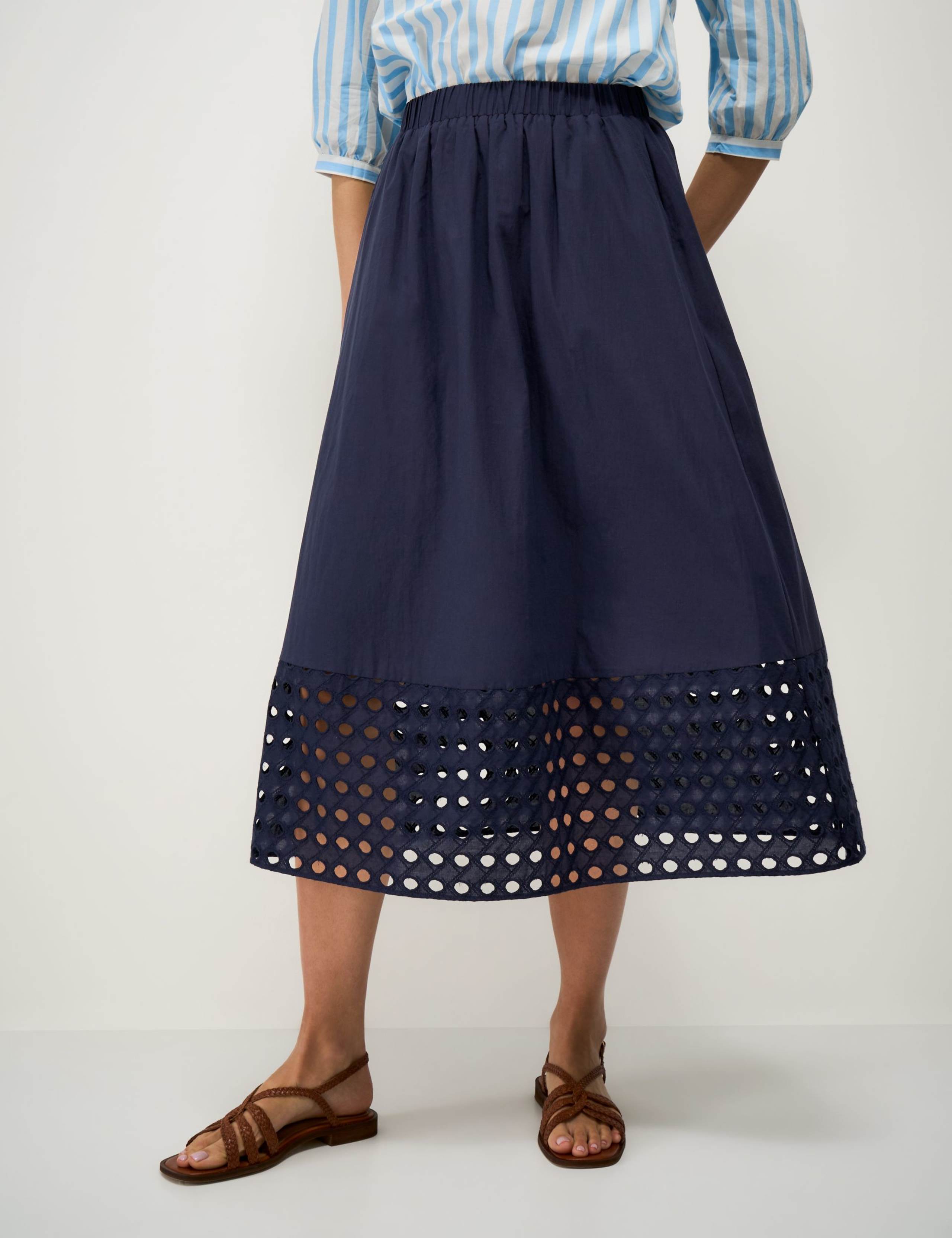Pure Cotton Midi A-Line Skirt