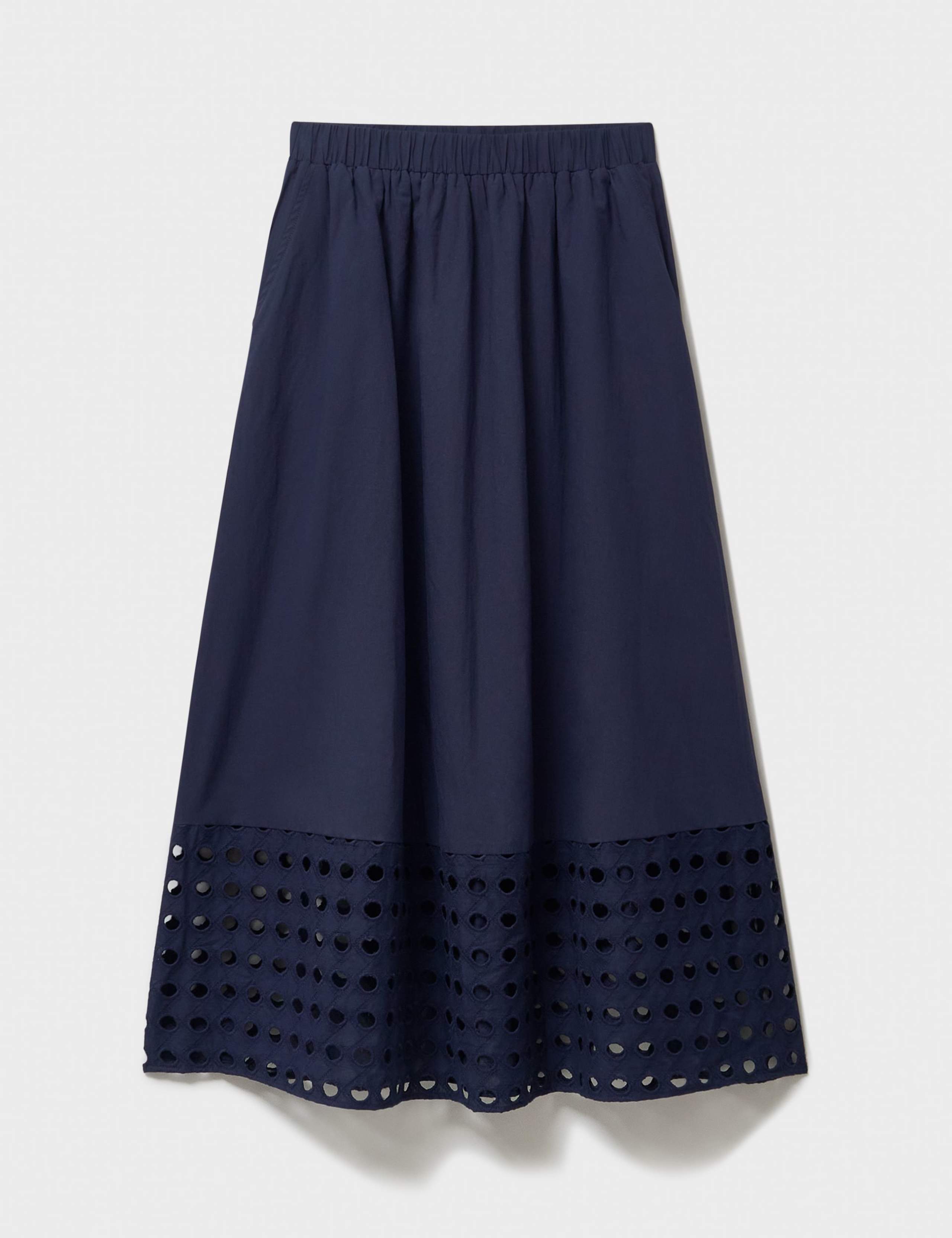 Pure Cotton Midi A-Line Skirt