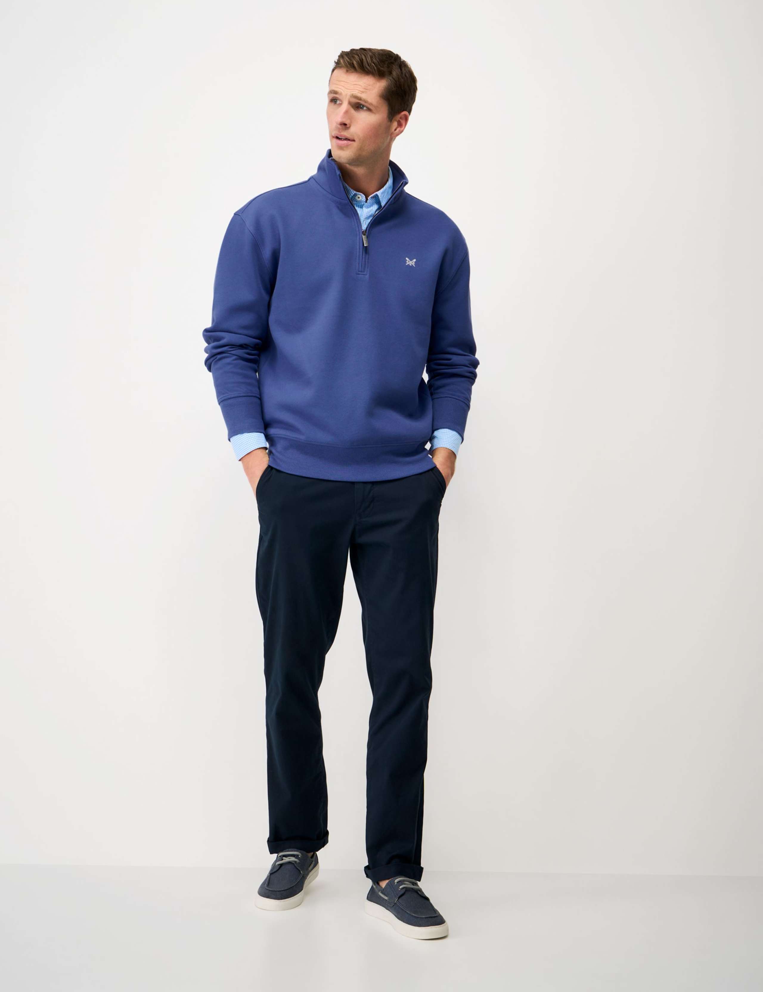 Cotton Rich Pique Half Zip Sweatshirt