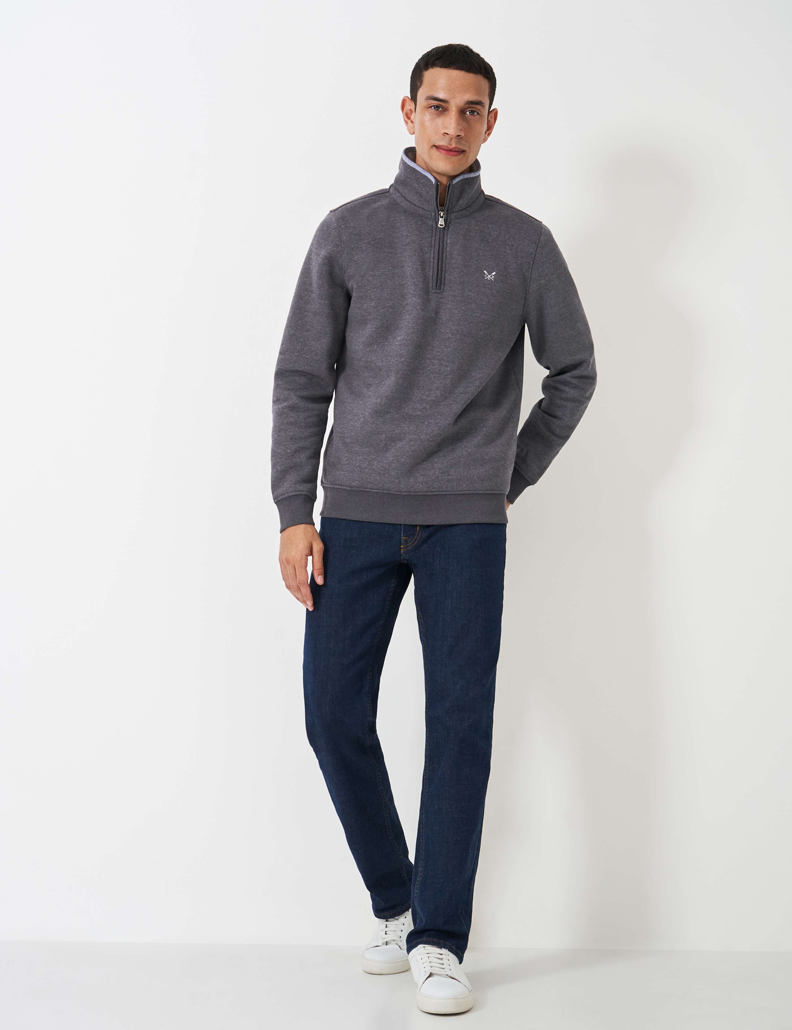 Cotton Rich Funnel Neck Half Zip Sweatshirt