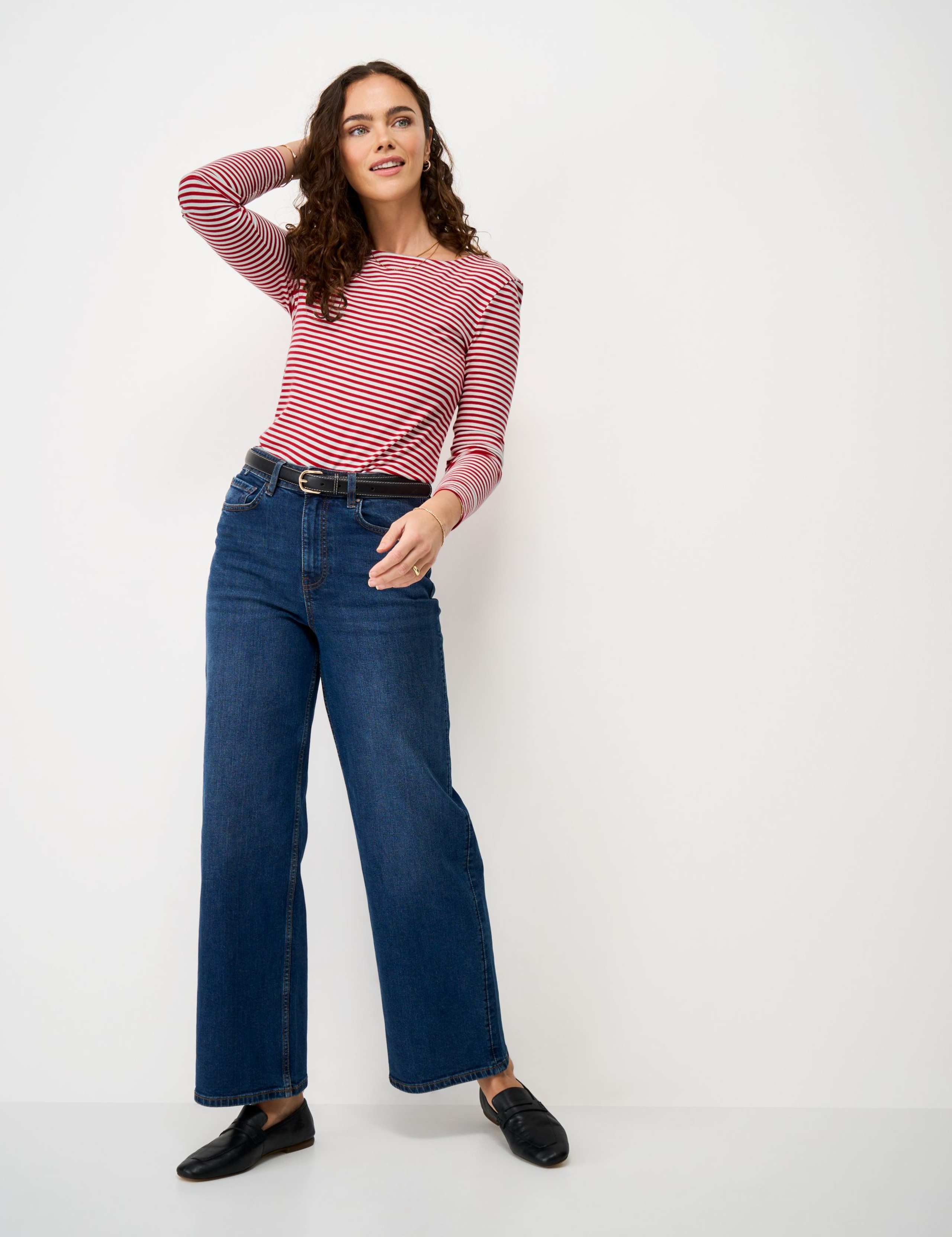 Jersey Striped Scoop Neck Top